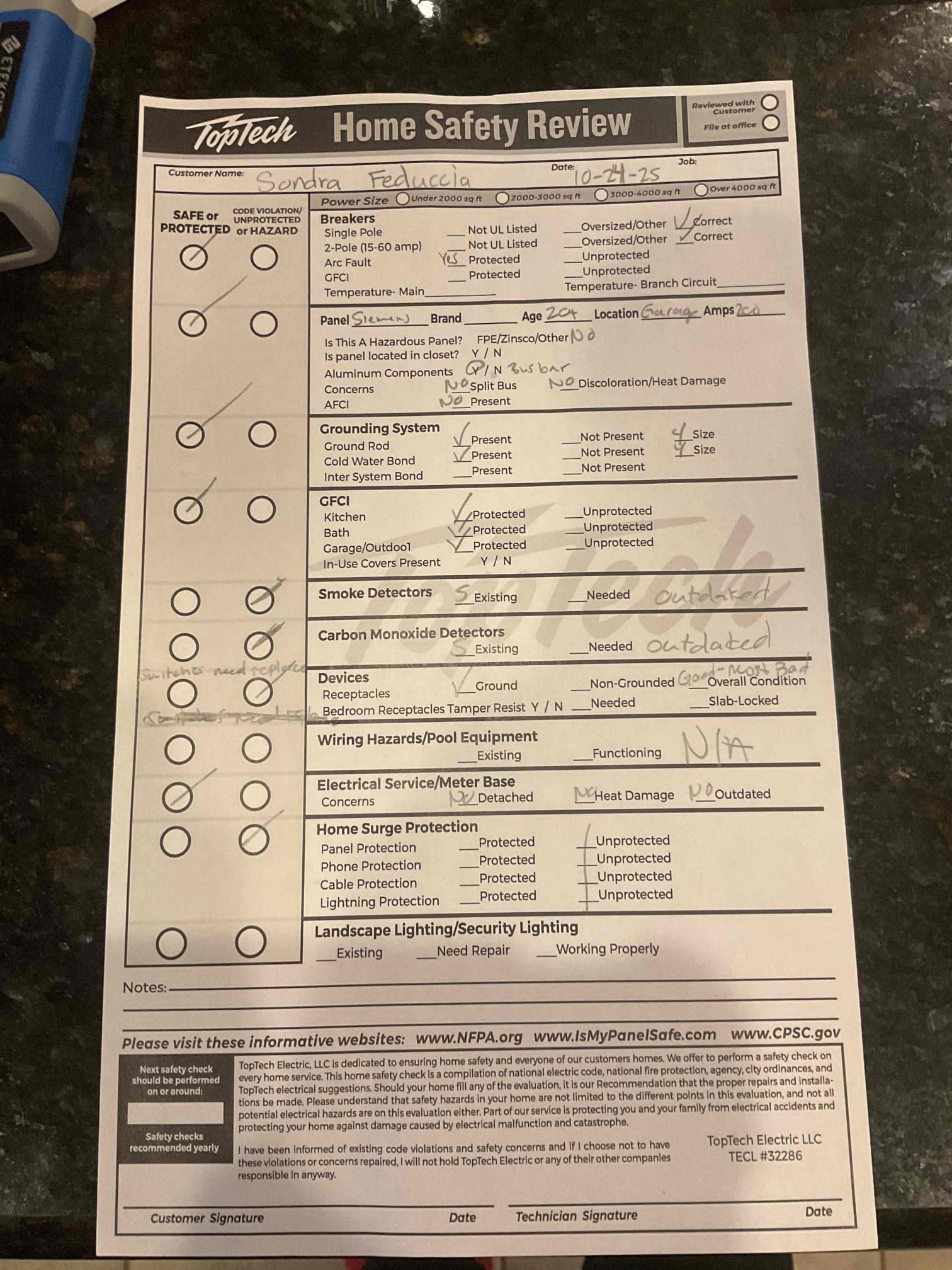 Arrived on site, and the customer stated that she wanted to replace all of her smoke detectors. While on site, noticed that both decision makers were not present. Scheduled a return visit for next Thursday to review the project with both decision makers. The customer was very happy and satisfied with today’s visit.