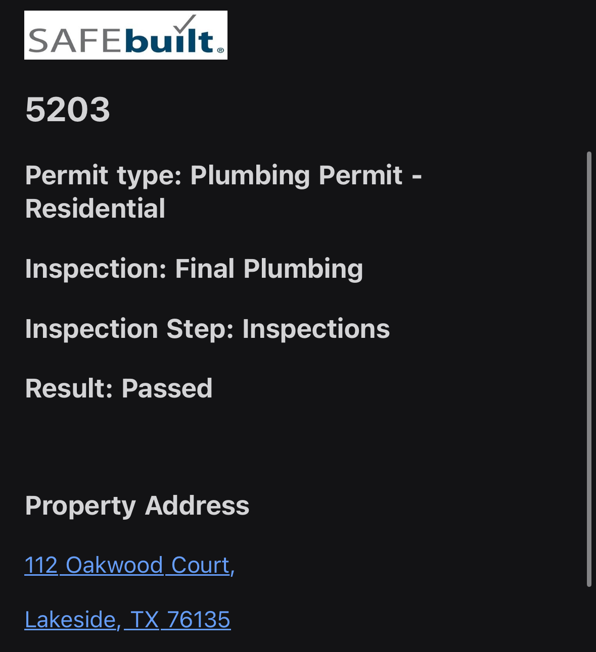 Received pass from city inspector and emailed copy to the homeowner. Went onsite today view the trip that had been damaged during the time on installation. Assisted in the repair of the trim and molding so that it is set back in place.