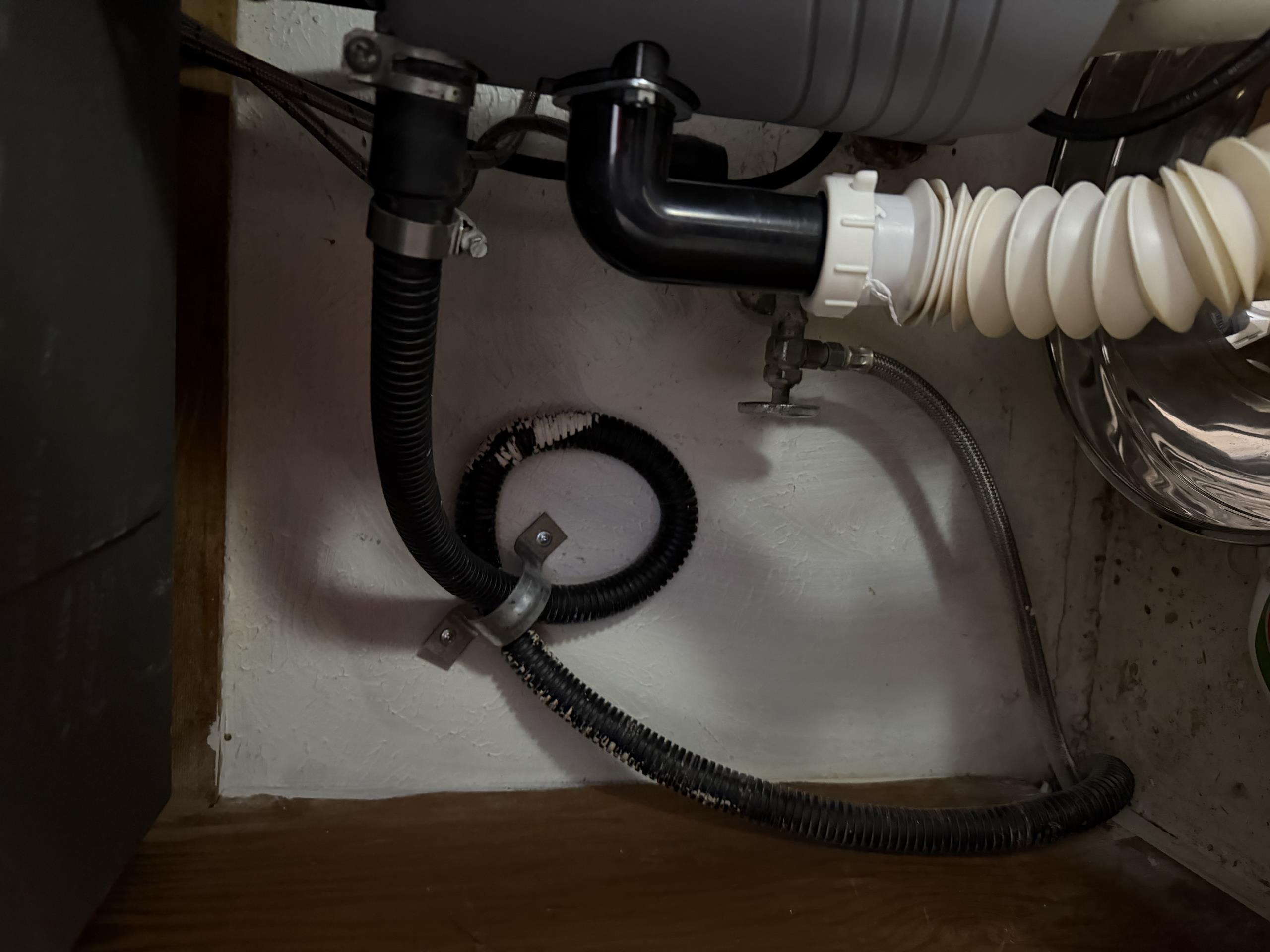 Install new 50 gallon water heater with new flex lines, ball valve, exhaust flue, gas flex line and drain pan. Also trap a high loop into the dishwasher discharge line.
Installed 50 gallon, gas water heater and customers garage with a new hot and cold for Port bar valves, new gas, flex, line and gas shut off valve new pan, pan, drain and TNP line. Five year warranty on parts and labor paid with card. Job complete.  

* customer stated that the gas was shut off to the home due to complications from the previous owner of the home so currently the gas is off to the home.*