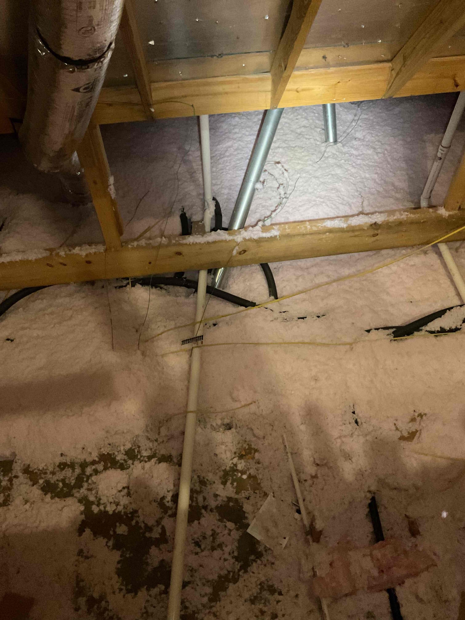 Cut Sheetrock on ceiling and inspection plumbing. Not responsible for Sheetrock repairs. 