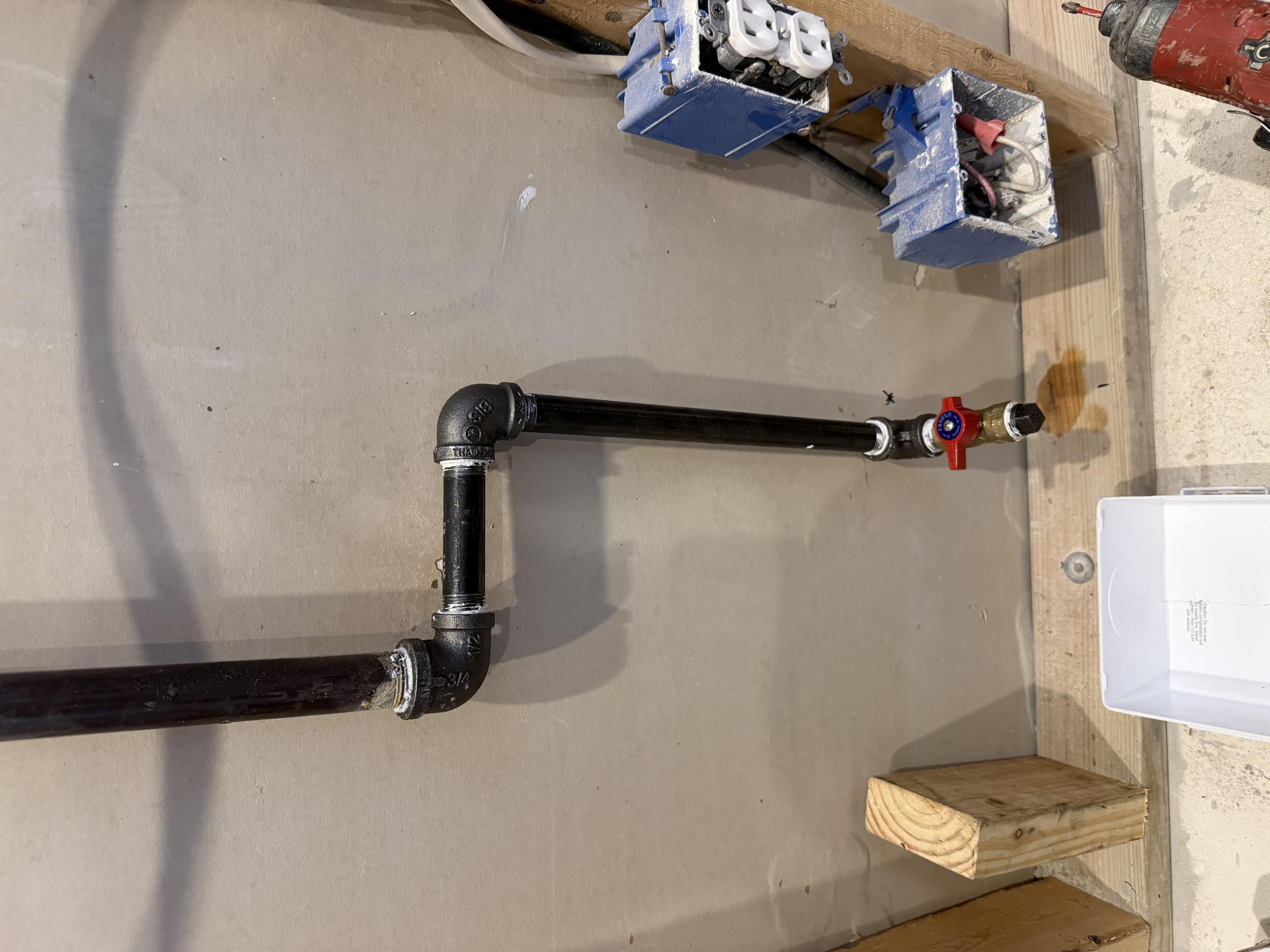 - Preform whole home gas test ( with air ) on home to check system integrity.
 - if gauge drops pricing will be given for leak testing 

- Move gas line up to 2ft total with box to make it recessed in the wall , includes up to 2 90’s , new shutoff valve for unit. 

- Replace three angle stops for kitchen sink ( 1 free )

** 5yr warranty on work ** permit and inspection **

Production crew will be out tomorrow to do work