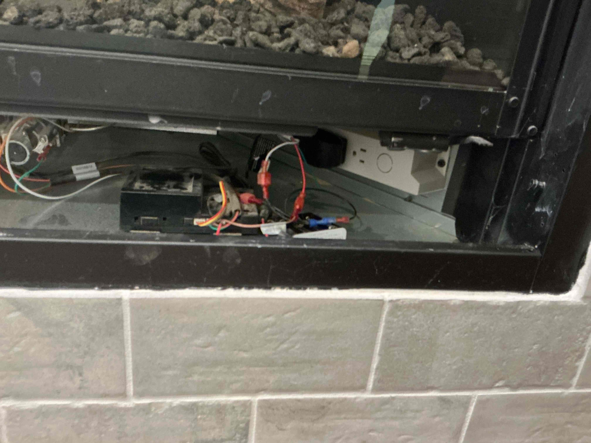 Check low voltage switch for pilot light for fireplace. And also check the plug in the fireplace and I had 120 V on the plug. Could not locate the transformer, feeding the fireplace and explain to customer that he will have to get a fireplace guy out to look at the fireplace and see why it’s not working properly. It was not the electrical though for what I was allowed to work on and was all something to do with fireplace. Customer also had multiple lights throughout the house some in the bathroom, kitchen area, pantry, living room, and other places that were not working properly. Customer also had a sprinkler system, and compressor in the AC unit and a couple other items that went bad. Explain to customer he was 100% hit by a surge that fried all of these lights, fireplace, and other items. Customer is going to replace the light fixture himself and highly recommended. He gets a different search protector on panel. 