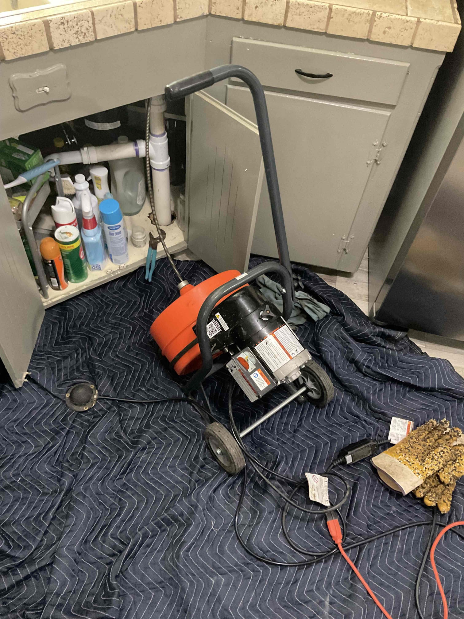 - Attempt to pop clog under home on kitchen / laundry line.
 - run cable from under kitchen sink.

Successfully popped clog , did explain to homeowner that my cable was binding up really hard while running it which signifies a bigger issue , to determine the issue we will need to run a camera into the drain however he isn’t wanted to get the pipe checked out currently.

No warranty on cable 