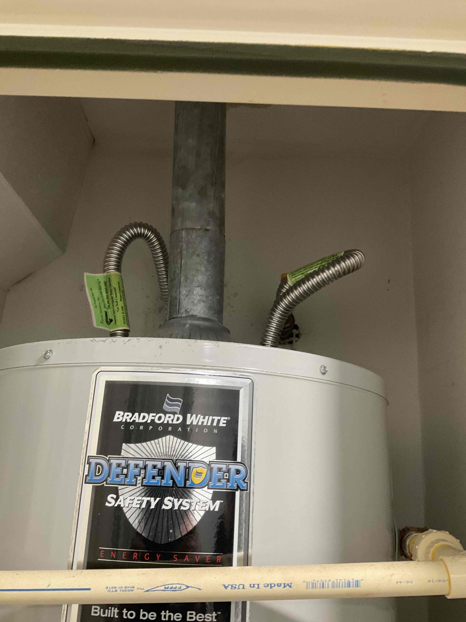 Customer called us out for no hot water, looked at unit. It is nine years old at the end of its life expectancy.

Looked at gas meter outside on side of home and it was locked out. The customers did not know that Atmos was their gas provider. I asked them to call. Atmos said they could come out Monday to test the gas and turn it on.

I did explain if Atmos detects a leak , They will need to call us back to do a pressure test on the system find any leaks , code updates and permit will be needed at that time.