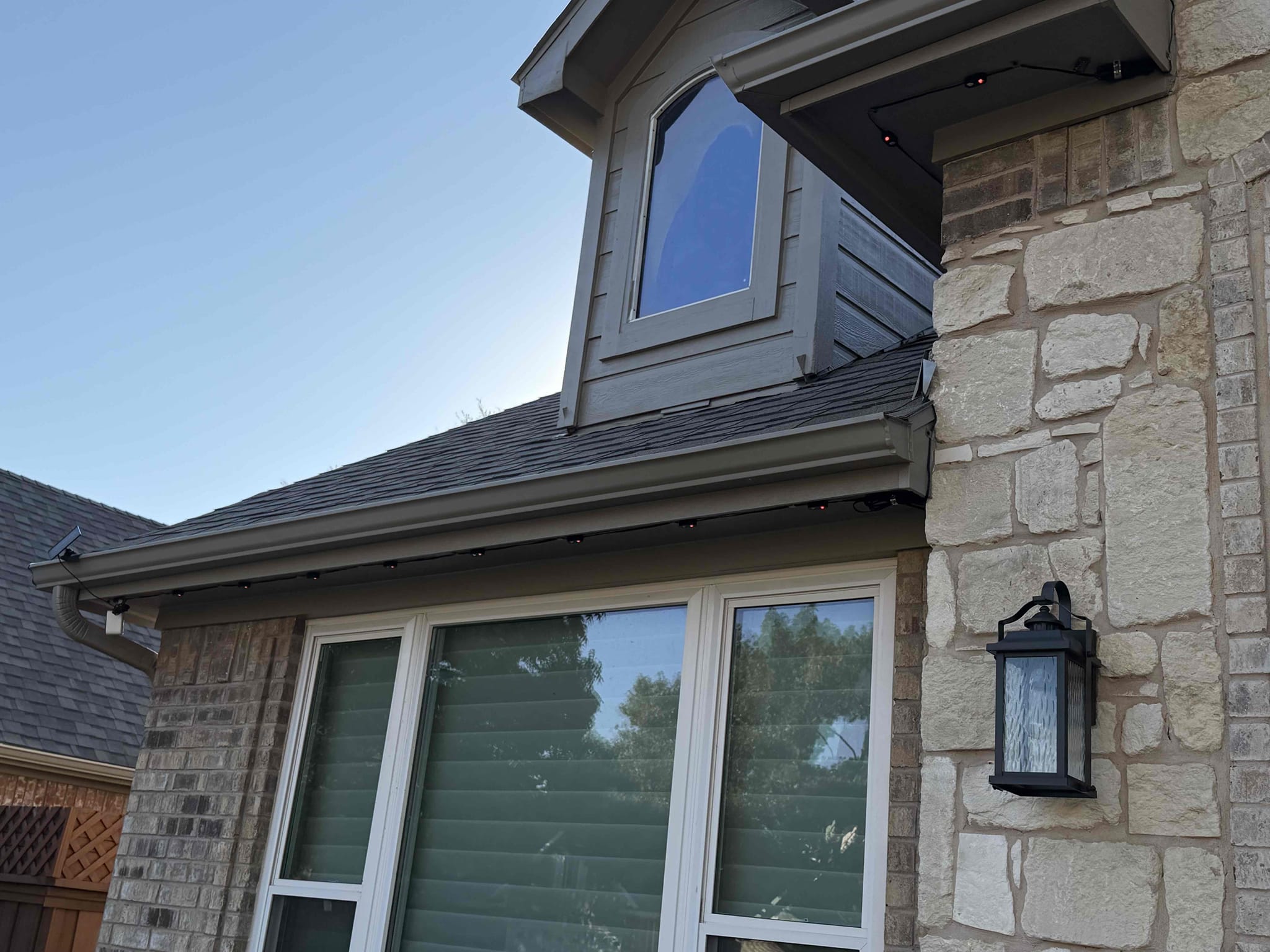 1. Install jellyfish lighting 
2. Install plug for lighting 

Installed jellyfish lighting on outside of home and installed outlet on side of home for power supply. 