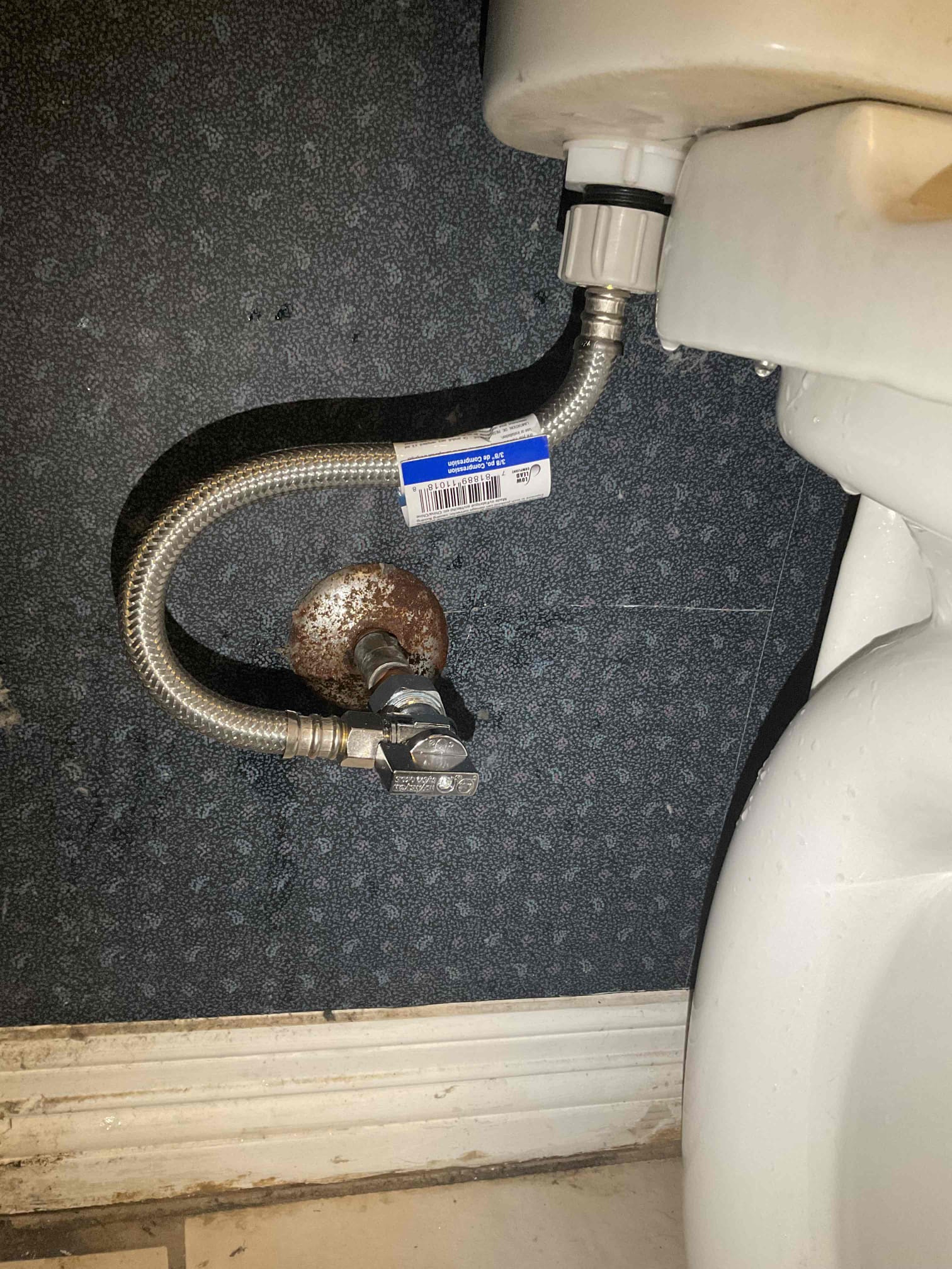 - replace toilet shutoff valve supply line and fill valve in master bath due to age, condition and leak.

** 5yr warranty on work **

- test all work for leaks and checked work , customers are satisfied, cleaned up tools and trash.
