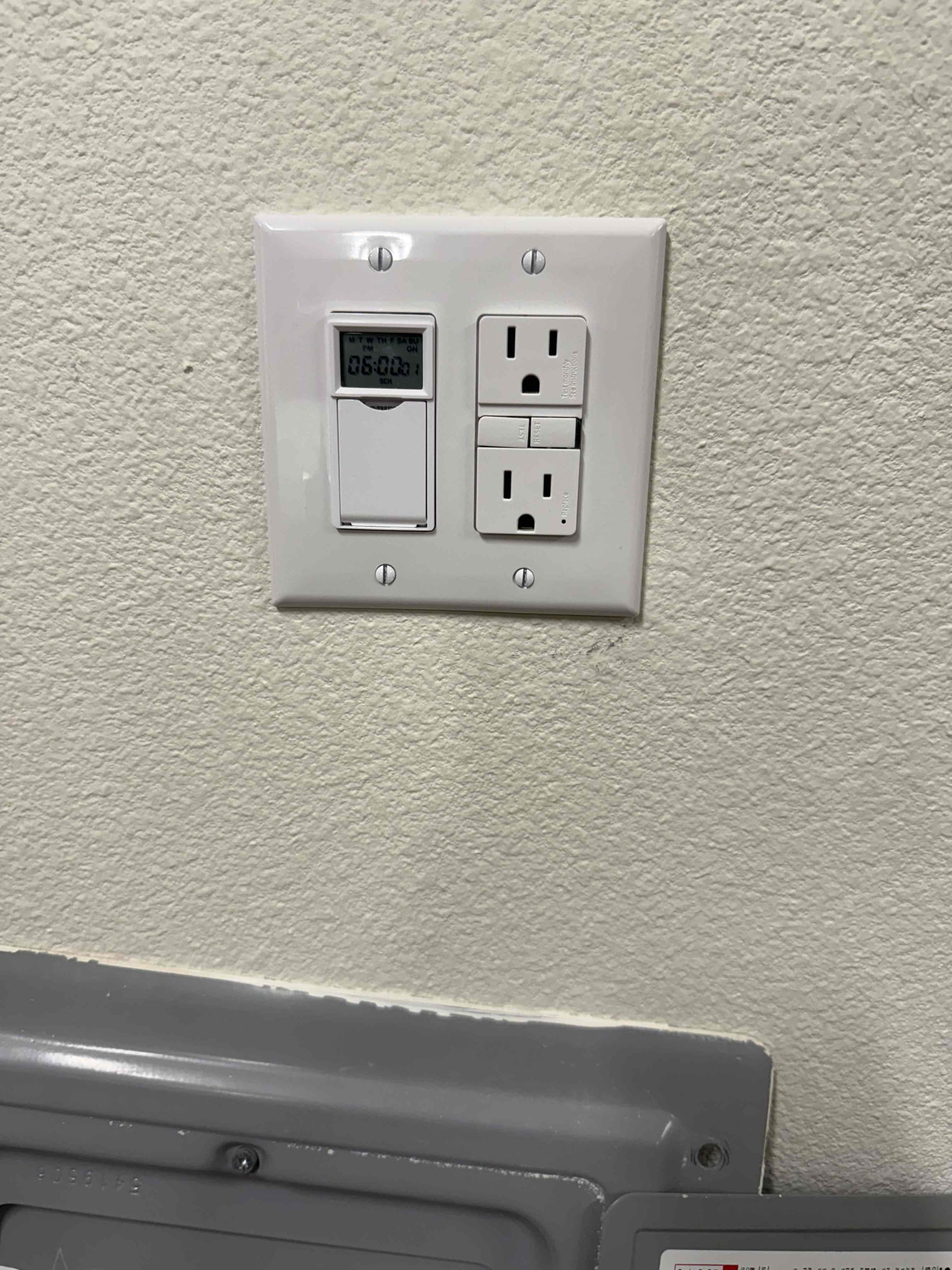 Arrived on the job site. The customer stated that the breaker controlling the Christmas lights in the eaves was tripping randomly. I inspected the circuit and found that it was on a Siemens plug-on-neutral AFCI/GFCI combination breaker. When testing each individual set of Christmas lights, they worked fine, but when all three were plugged in together, the breaker would trip.

Because this circuit feeds exterior outlets, it does not require AFCI protection. I replaced the breaker with a UL-listed Siemens 15-amp CL standard breaker. I also verified the home run feeding the GFCI outlet to the left of the panel, which supplies power to the new timer controlling the eave outlets. The timer was preset to turn on at 6 p.m. and turn off at 4 a.m.

The customer is 100% happy and satisfied with today’s visit and understands that all work performed comes with a five-year warranty on labor and materials.