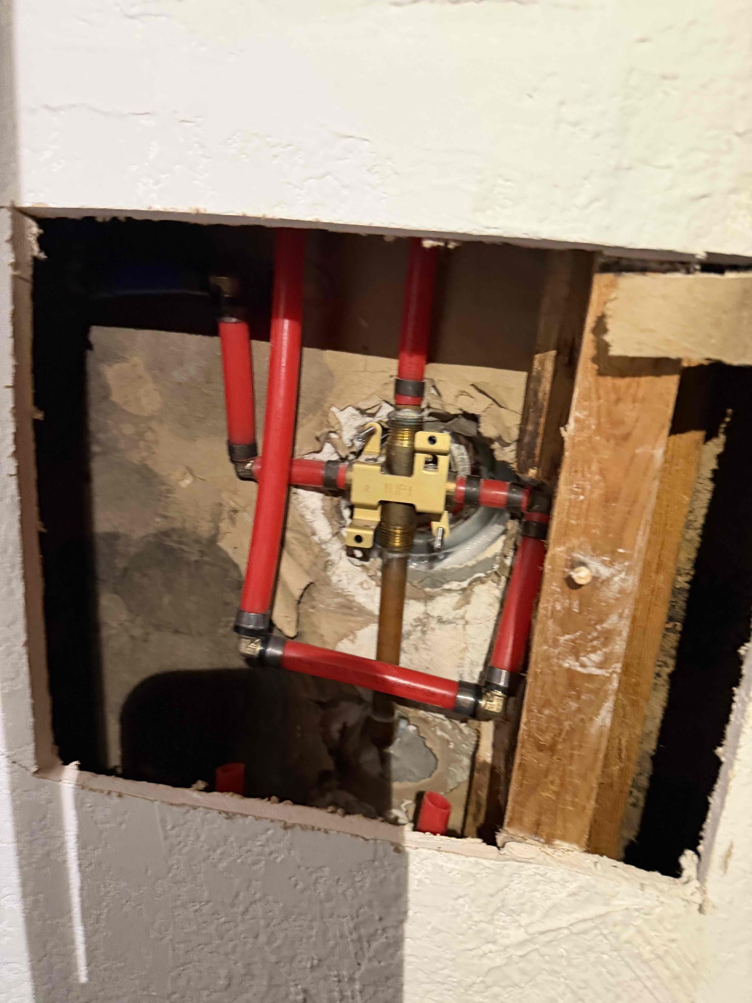 Gain access to fresh water lines at all fixtures in the home by making various drywall cuts around the home.
Cut out old copper water lines and install all new PEX hot and cold lines supplying all showers, vanities, toilets, washer, hose bibs and kitchen sink.
Install all new emergency shutoff valves and supply lines at each vanity, toilet, kitchen and laundry.
Attach onto existing water heater.
Install new shutoff and PRV on main water service in yard
Pull all necessary permits and have the new system inspected by the city inspector.
No drywall repair included.
15 year parts and labor warranty 

Installed new pecks waterlines through attic and down walls to every fixture in the home. Insulated and strapped all new waterlines in attic. Install new emergency shut off valves at each fixture. Installed new washer box and washer. Box valves. 15 year warranty on all parts and labor. Paid with GoodLeap Pros financing. Job complete.