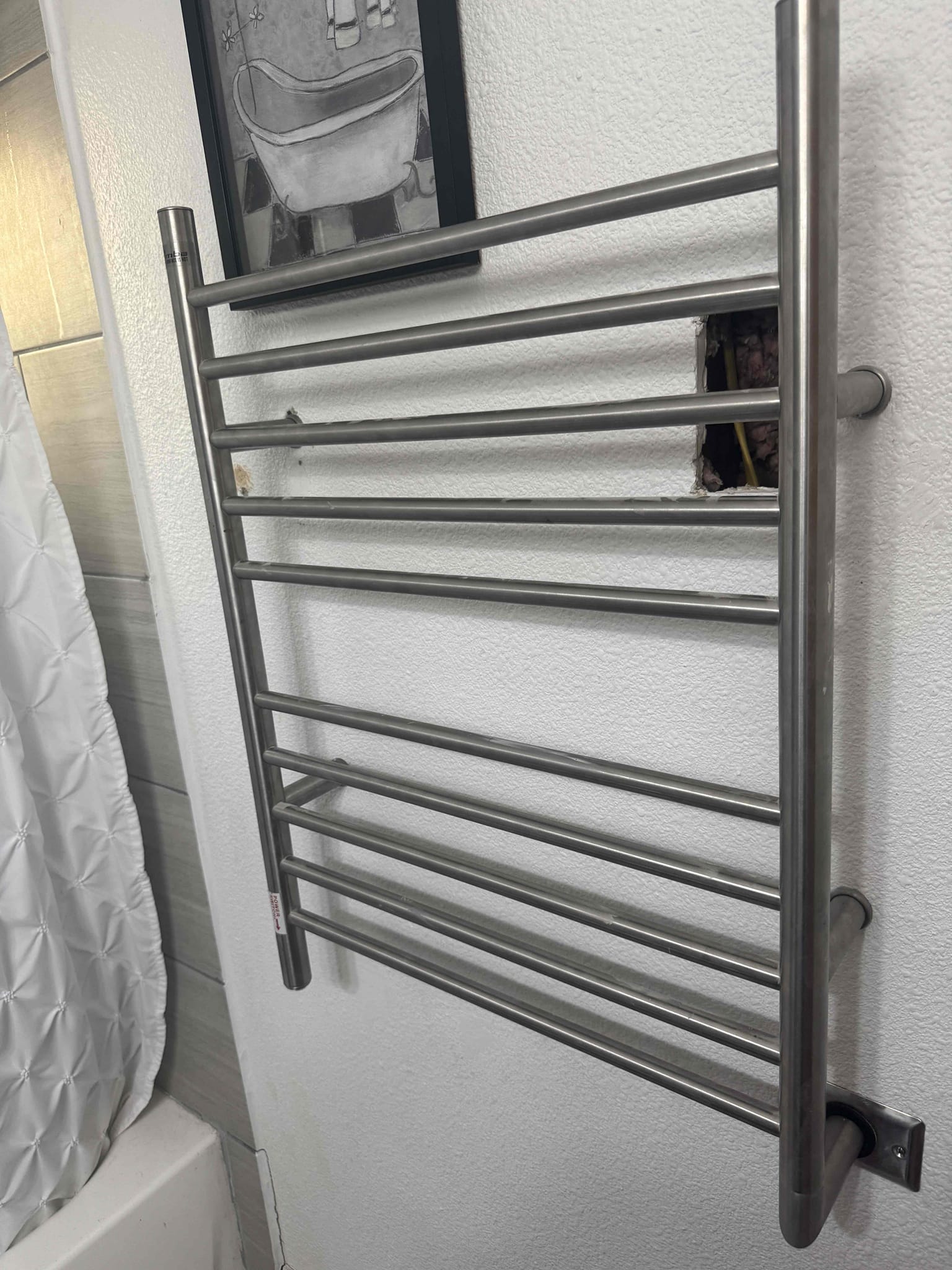 1. Run wire from sub panel to bathroom 
2. Install customer supplied breaker and cut in 
3. Install plug in bath 
4. Run wire from sub panel to bathroom 
5. Install customer supplied breaker and cut in 
6. Install plug in bath 