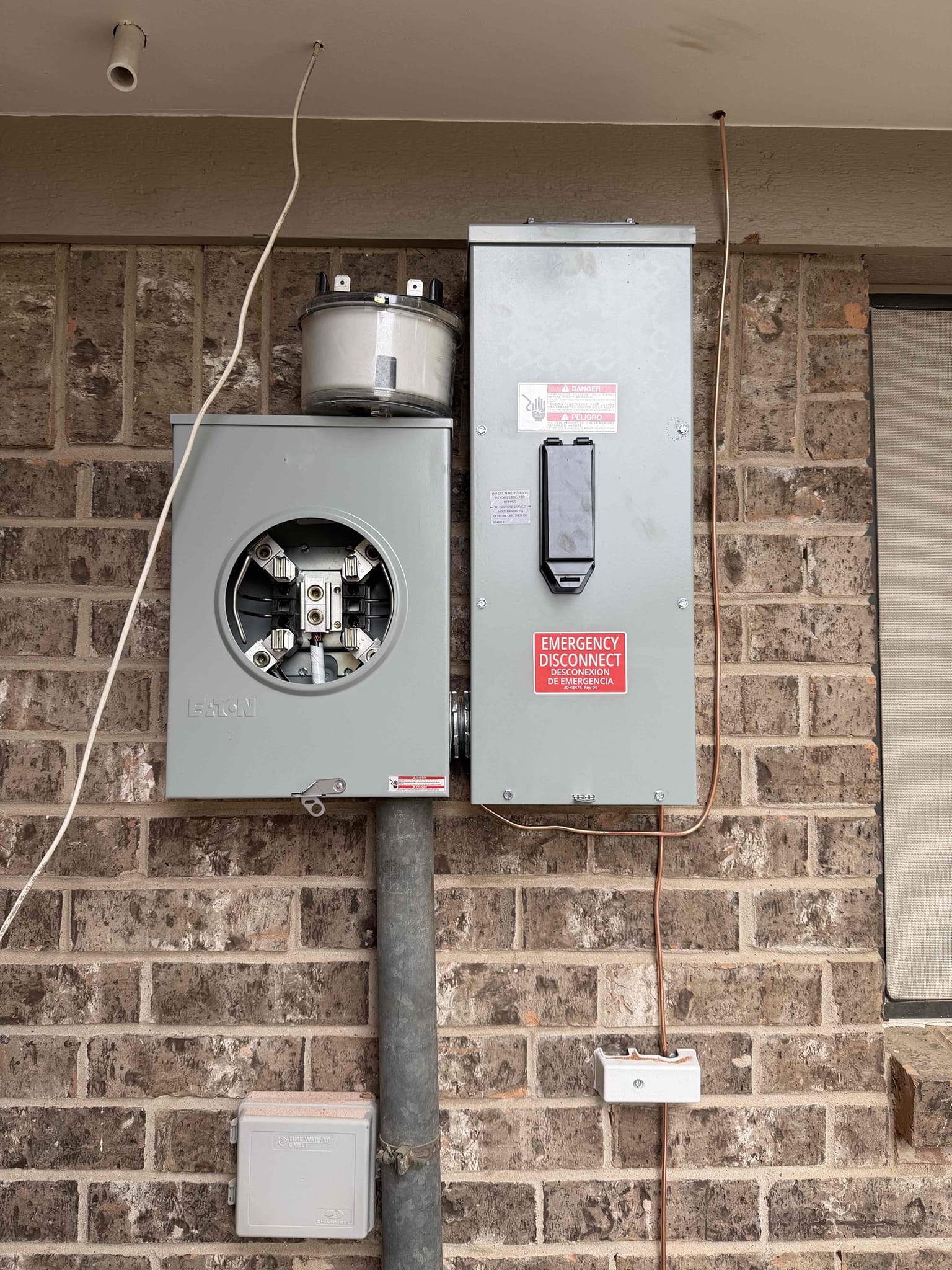 1. Upgrade 200 amp electrical panel (lifetime warranty) 
2. Upgrade 200 amp meter base (lifetime warranty) 
3. Install 200 amp disconnect (lifetime warranty)
4. Install whole home surge protection (lifetime warranty) 
5. Install 2 ground rods copper
6. Install cold water ground 
7. City permit and inspection 
8. Install 5 gfci outlets in wet locations with pigtail (customer supplied) 
9. Install 3 smoke detectors hardwired and looped 
10. Install 2 carbon detectors hardwired and looped 

*minimum 5 year warranty only everything we do*
*$110 charge from oncore for reconnection* 

Replaced outdoor meterbase and installed emergency disconnect next to it.  Replaced 200. Amp,panel and properly grounded home with ground rods and cold water bond.  Installed hardwired smokes, and whole home surge protection 