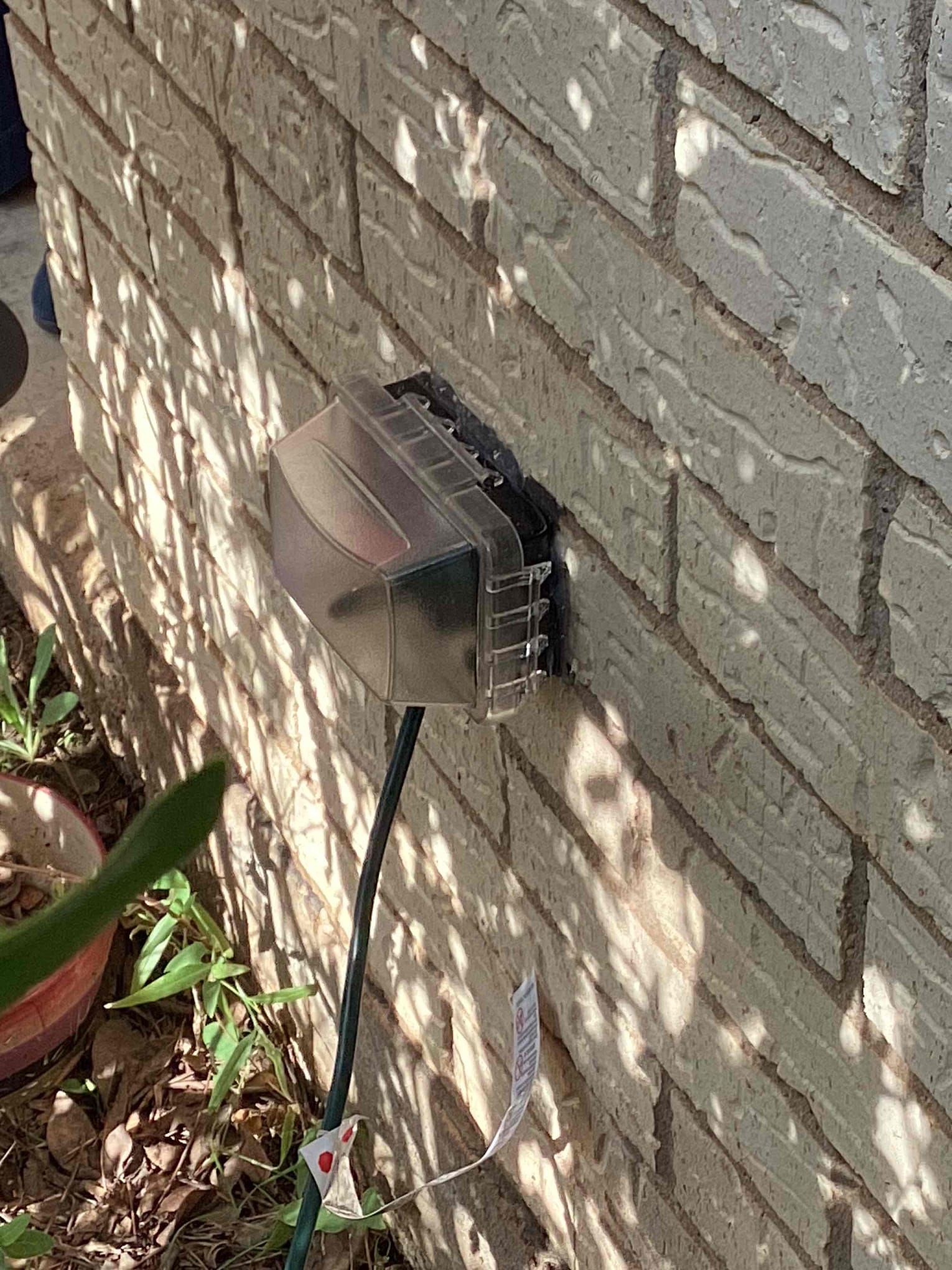 Arrived to find that the gfci had malfunctioned not allowing itself to reset. Replaced the device and added a silicone seal to help prevent water from entering the gfci. Made sure the Christmas lights were able to operate.