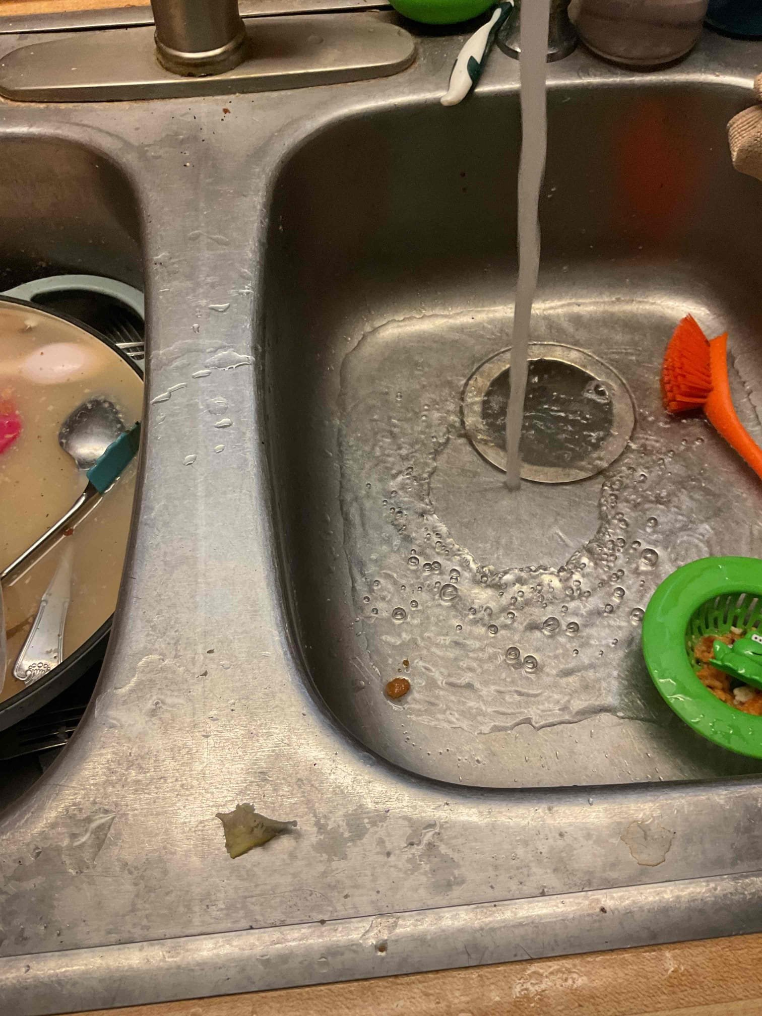 Restored flow to kitchen sink drain. Advised customer about camera inspection. No additional work authorized at this time. No warranty for drain clear. 