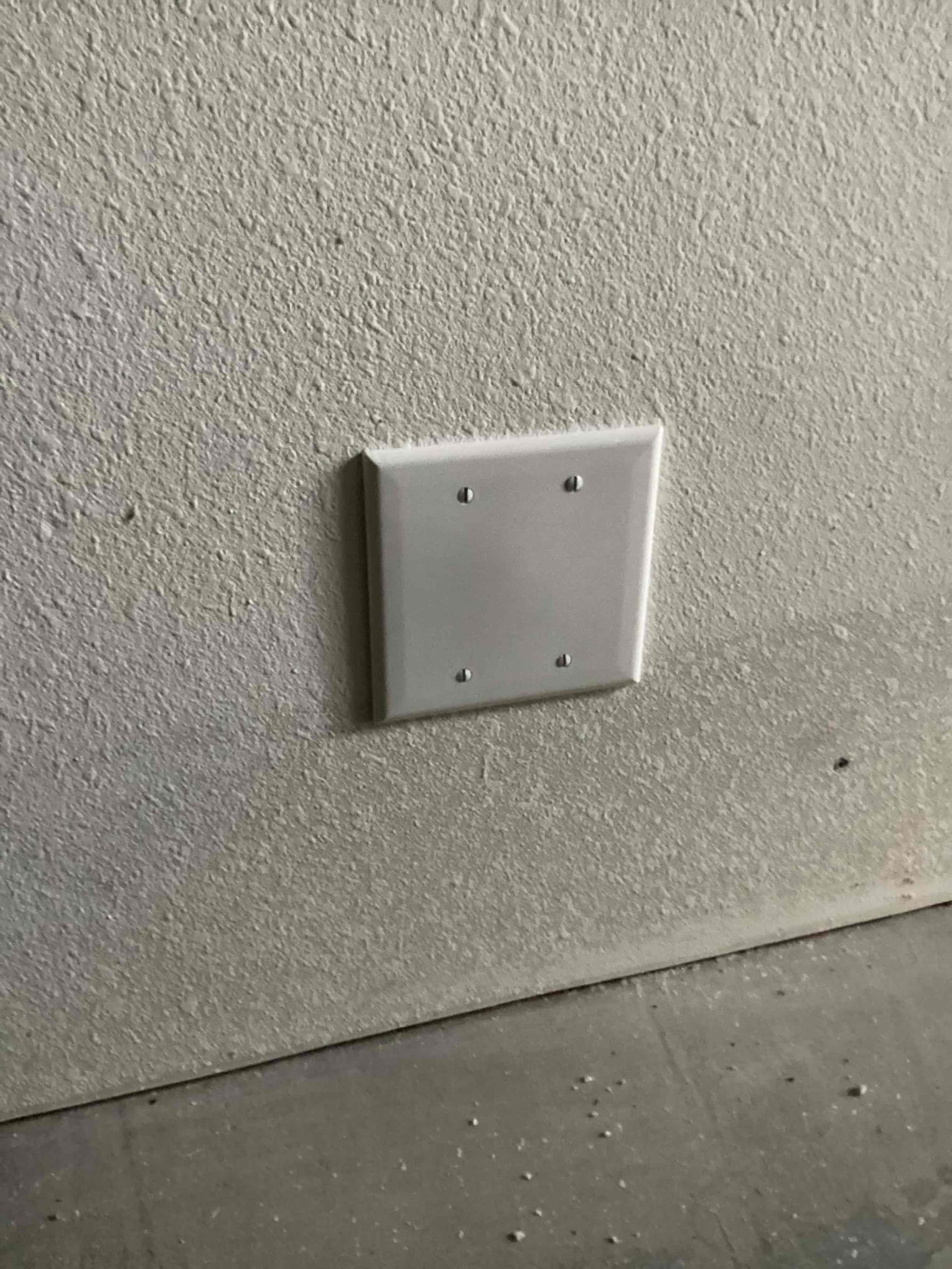 Arrived to install a missing two gang blank coverplate confirmed with technician that it was missed during the last visit.