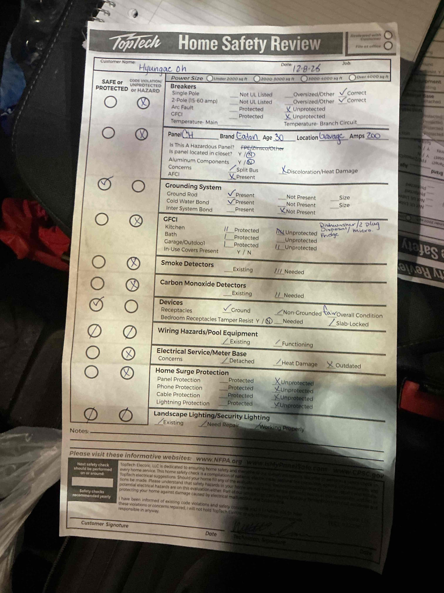 1. Inspect wires in attic (cannot verify hidden or covered wires) 
2. Open electrical panel and inspect panel 
3. Visual look on inside plugs and switches 

Did a whole home safety inspection and customer recently has had a rodents in her attic. Crawled around everywhere inside attic and did not find any chewed up wires that were 120 V and above. There were low-voltage wires in the attic that were tapped and connected together or broken or other issues and explain to customer. It is low-voltage and we do not work on low-voltage. Inspected the rest of the house and gave options for customer. There is no issues in the attic with the electrical from what I can see visually. 