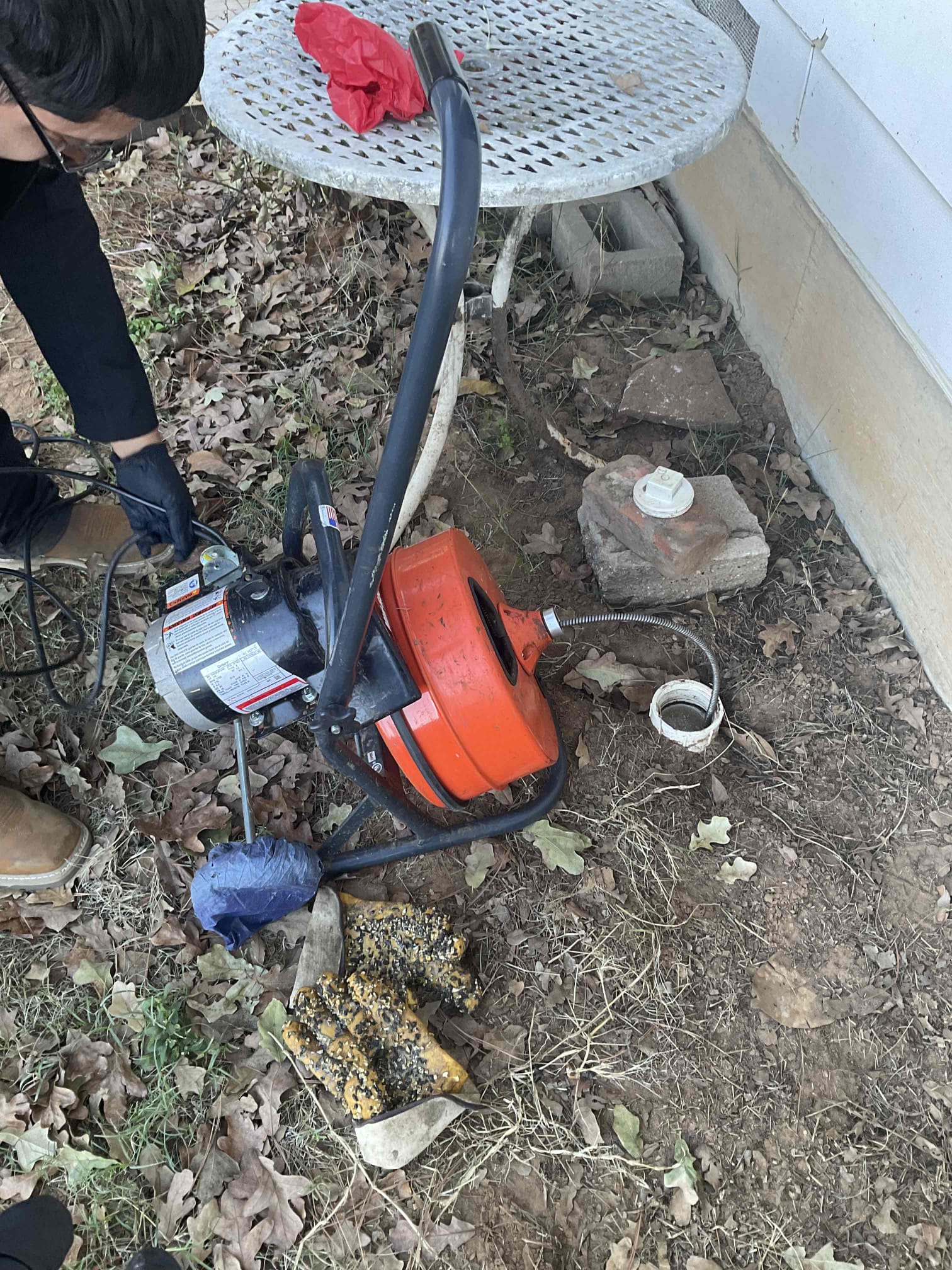 - attempt to restore flow to main sewer in yard going to septic tank.

Successfully restore flow did let homeowner know that a camera inspection is needed to look inside piping for the cause of the current issue he declined the inspection.

** no warranty on cable **