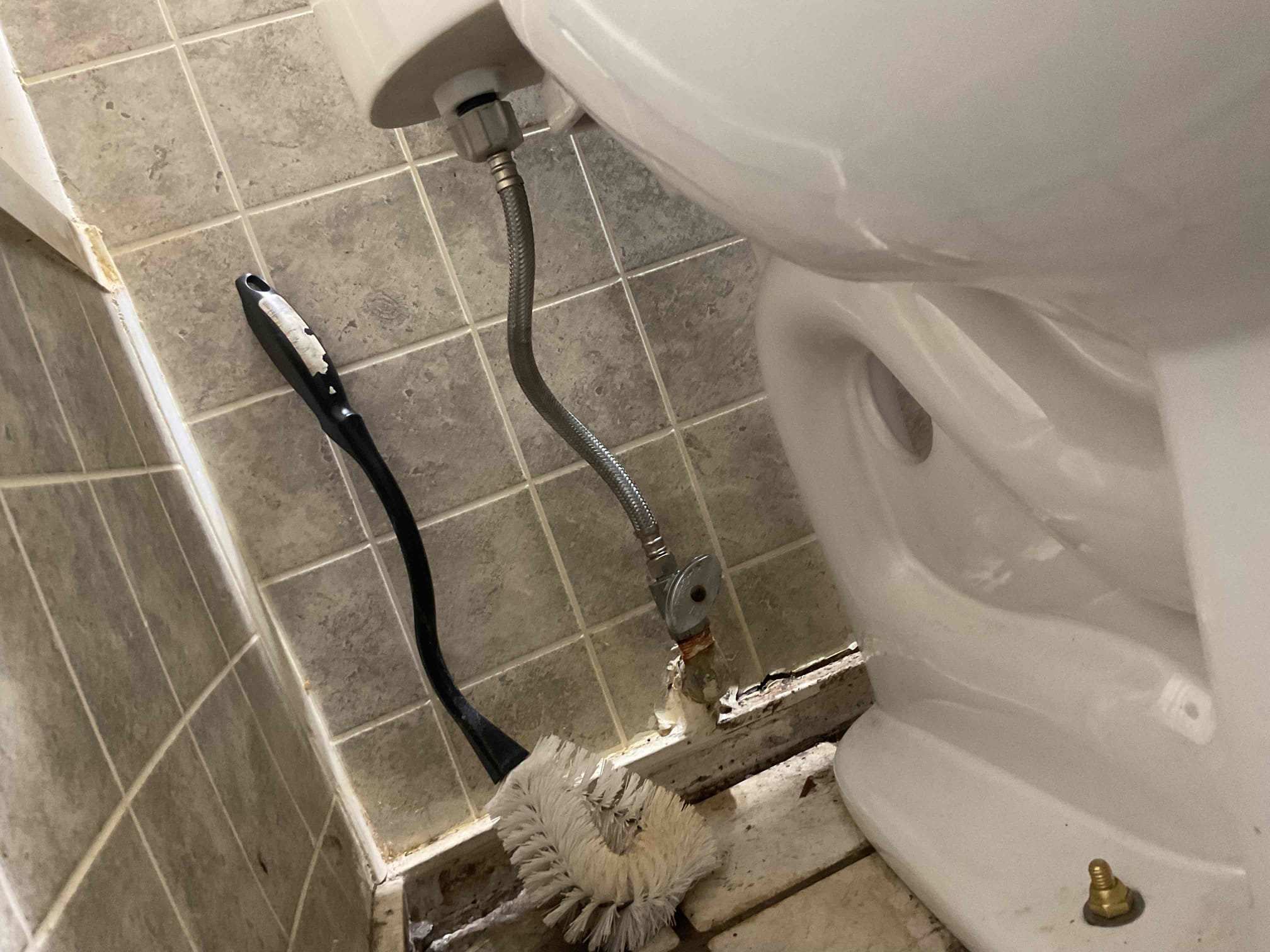 Pulled and reset toilet. Replaced wax seal, closet bolts and water supply line. Flange is in very poor condition and needs to be replaced. Customer is aware that the toilet is not set properly due to the condition of the flange. Attempted to restore flow to drain. The water level dropped in the sewer pipe and then filled back up again. Performed camera inspection and found that pipe is compromised and needs to be replaced. 