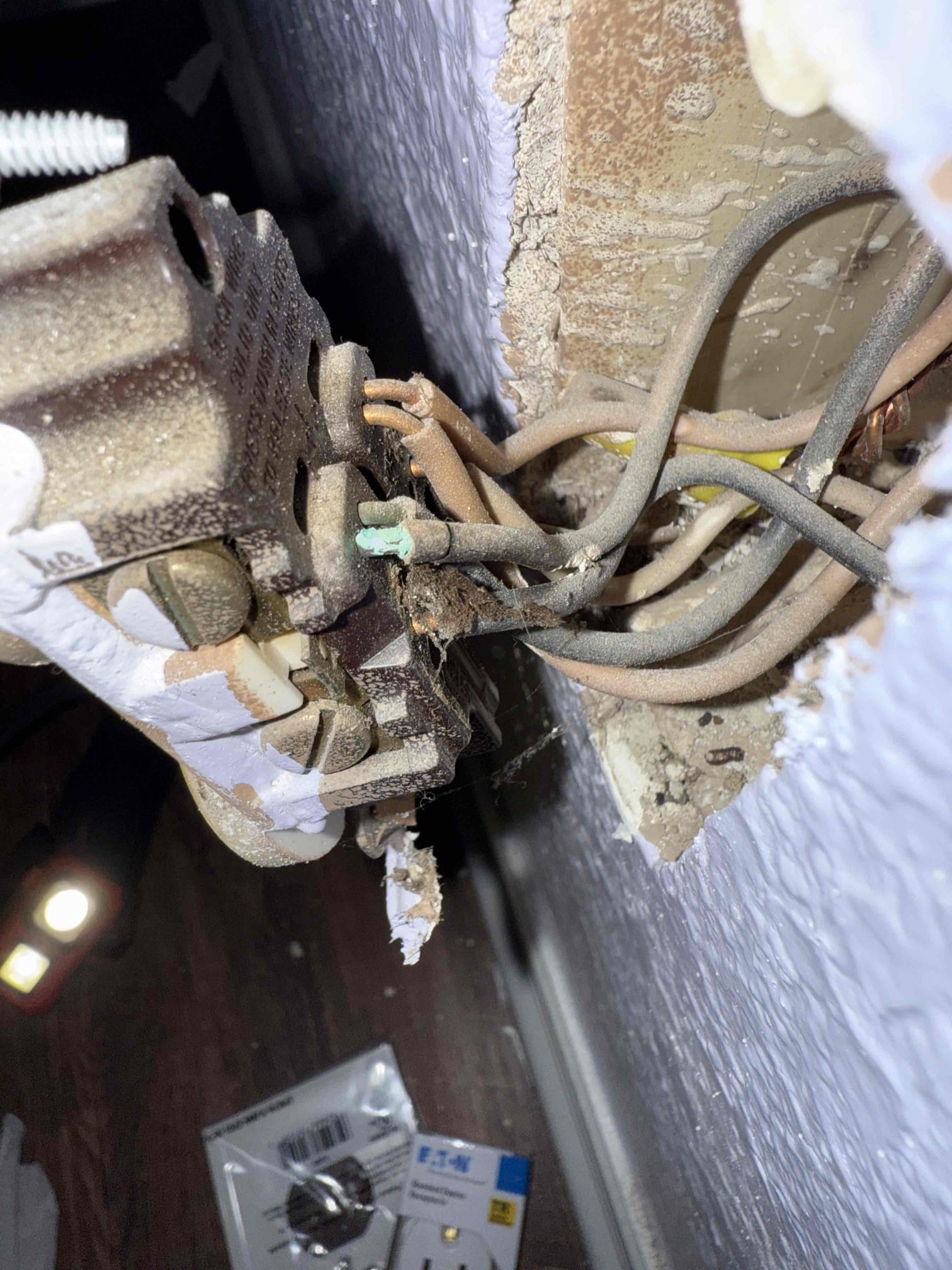 Customer had two bedrooms that were not working properly and found that there was a stab blocked outlet and it was the first one I opened up that was all burnt. Replaced outlet and everything cut on and explain to customer,  We will need to replace all the plugs and switches in the house to Completely fix everything. Everything is working at this time and five year warranty only on the plug in the master bedroom right beside the living room on the inside wall. Explain to customer if she keeps using heater we will not be able to warrantee that plug due to that heater using so much power.