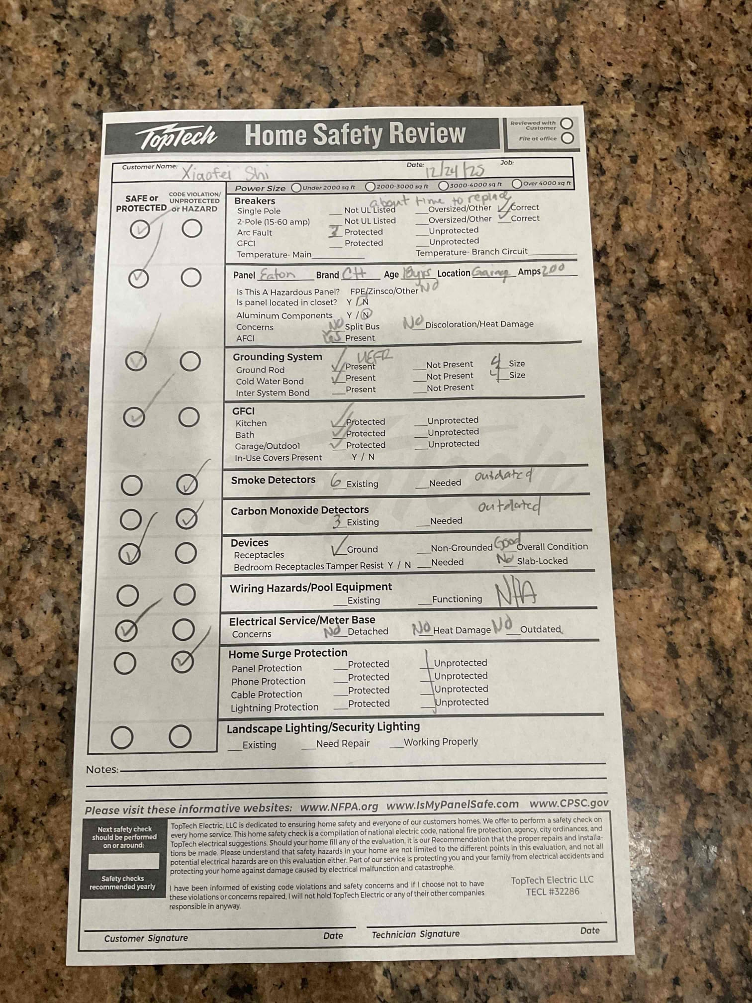 Arrived on site and the customer stated that a four-foot fluorescent light fixture in the master bedroom closet was not working properly due to a failed ballast. The customer also had a 40-amp oven circuit where the oven had shorted, causing the breaker to trip and no longer function properly. The customer advised that the oven had already been unplugged. I explained that we could start by replacing the breaker, and after replacement, the circuit held and operated properly. The customer stated they will be purchasing a new oven.

I also bypassed the ballast in the four-foot fixture and converted it to a 120-volt LED fixture using two direct-wire LED bulbs. Both the LED bulbs and the 40-amp breaker include a five-year warranty.

A safety evaluation was offered, and the customer was asked if they would like written solutions for any recommended updates, such as smoke detectors, surge protection, or breaker upgrades. The customer declined additional solutions at this time. The customer is