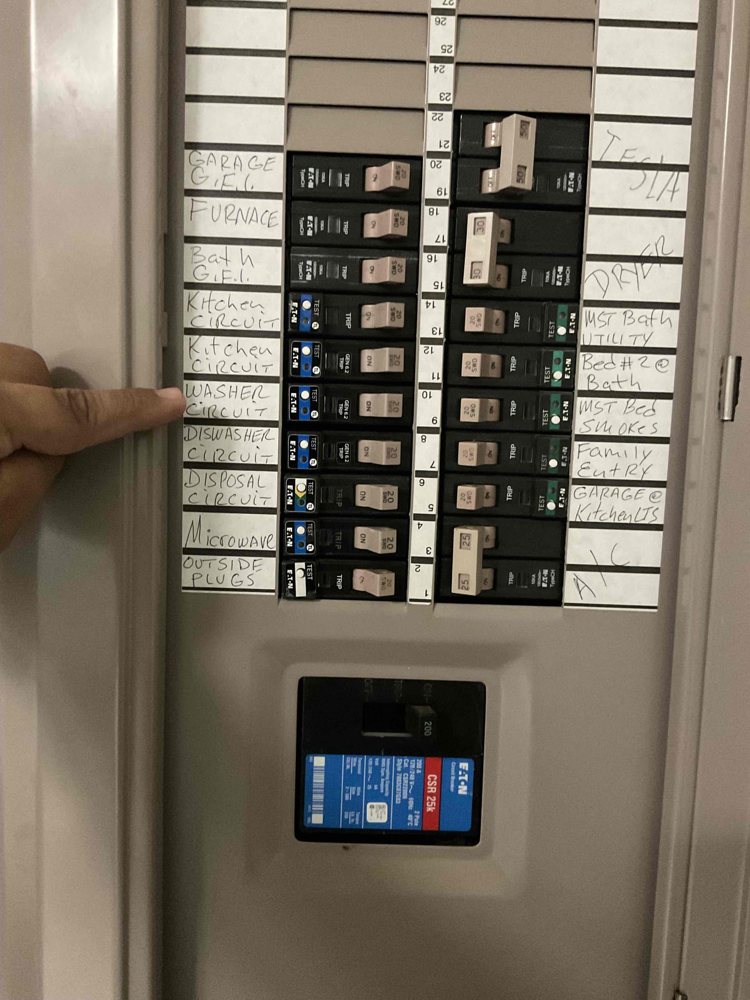Arrived on the job site and the customer stated that one of the kitchen breakers was not working properly. I troubleshot the breaker and observed six blinks, indicating a faulty breaker. I informed the customer that Eaton dual-function breakers are currently on recall and that she had a total of four breakers that needed to be replaced. I replaced all four breakers, as shown in the photos attached to the forms. I also informed the customer that the replacements include a five-year warranty on parts and labor. The customer is 100% happy and satisfied with today’s visit.