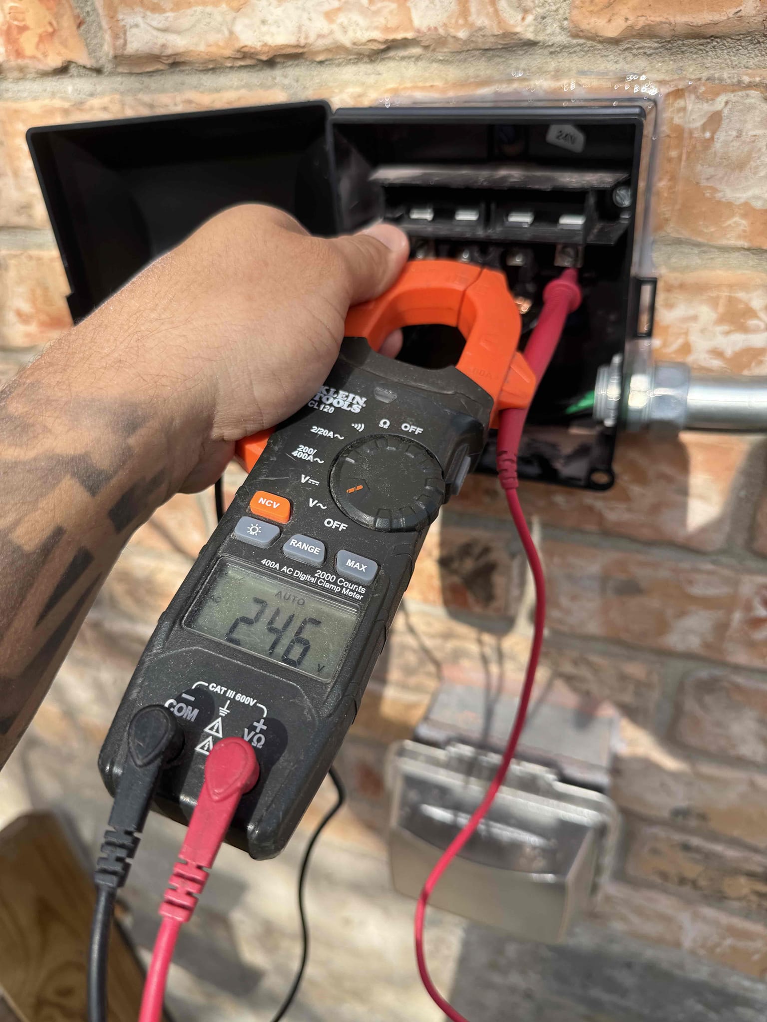 Arrived on the jobsite; the customer requested a dedicated outdoor circuit for the condenser serving two mini-split systems to be installed. Spoke with the HVAC technician and confirmed that the condenser requires a 30-amp, 240-volt dedicated circuit. We will return to install a 30-amp dedicated circuit, running EMT conduit along the eave on the brick wall to an outdoor disconnect to supply power to the mini-split condenser. Customer is 100% happy and satisfied with today’s visit.