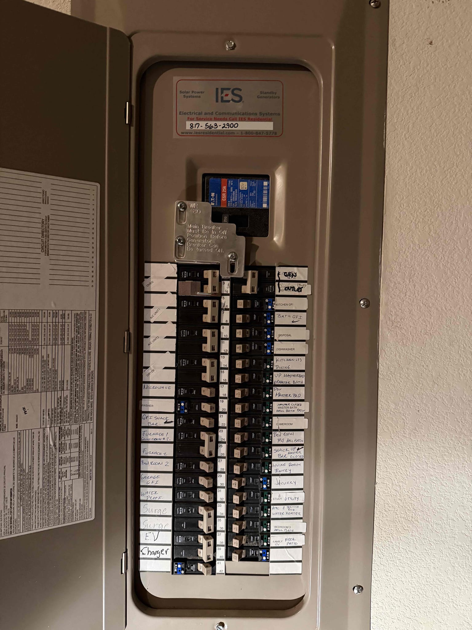 Will need to return tomorrow install inlet and interlock kit hook up mid day

Ran dedicated 50 amp circuit from panel to outside and installed generator inlet plug.  Installed breaker with generator interlock kit and replaced six breakers with new generator dual function breakers 