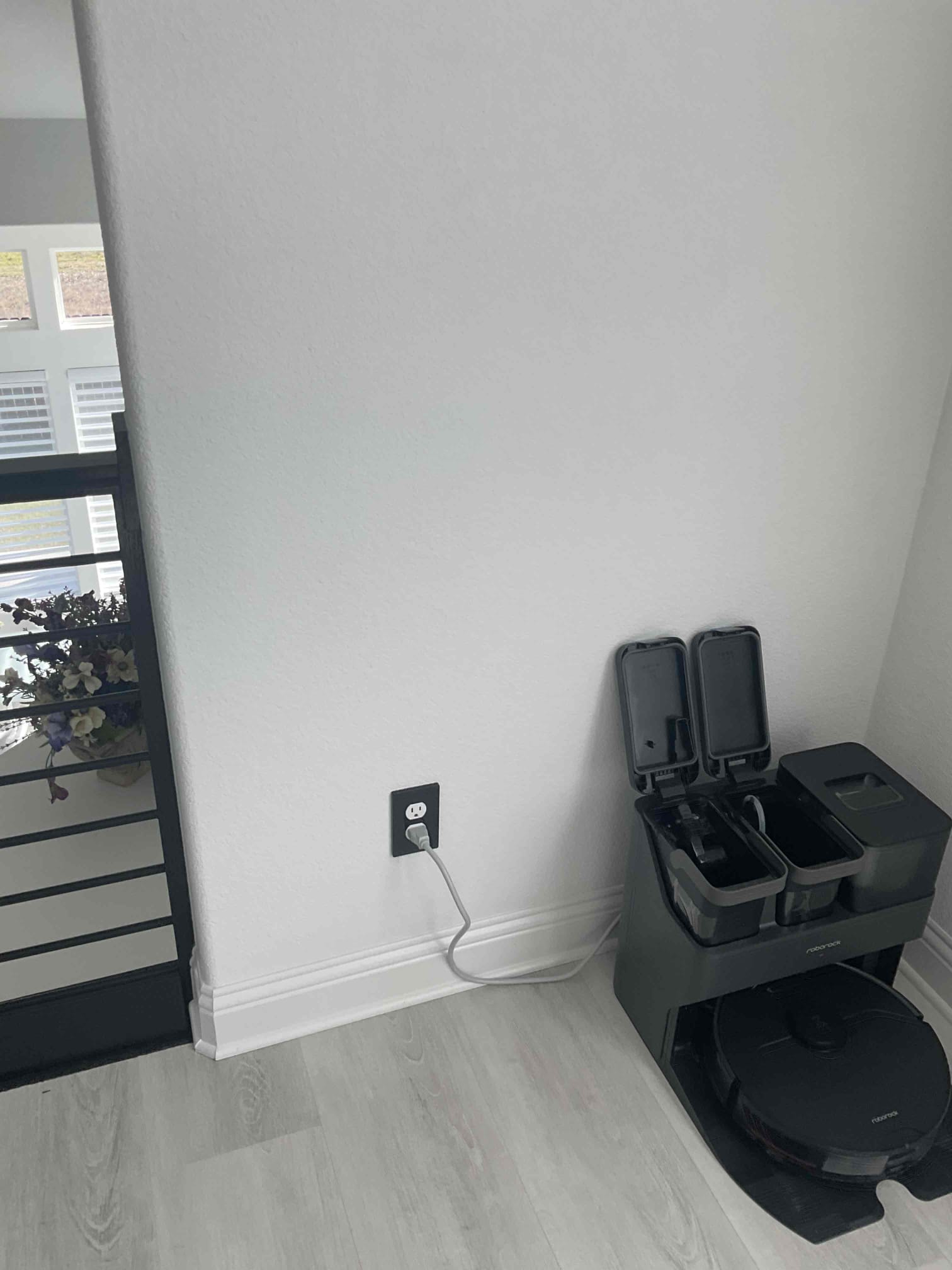 Arrived on site, and the customer stated they would like to install in-home cameras. The cameras will be plug-in type, and the customer does not want new outlets installed at the camera locations since they will be mounted high near the ceiling. The customer requested a solution and guidance on the best way to complete the installation.

The proposed camera locations are the kitchen, the downstairs second living room, and the upstairs living room. All cameras will be installed directly above existing outlets. We will return to install brush plates to allow the USB-C cords to be fed down the wall and plugged into the outlets. This will apply to all three cameras.

The kitchen camera will be mounted above the cabinetry, with the cable routed through the sheetrock and into the cabinetry, then plugged into the vent hood outlet.

The customer stated they would like to move forward with the work but does not have a confirmed date at this time due to work-related travel. A return visit was te