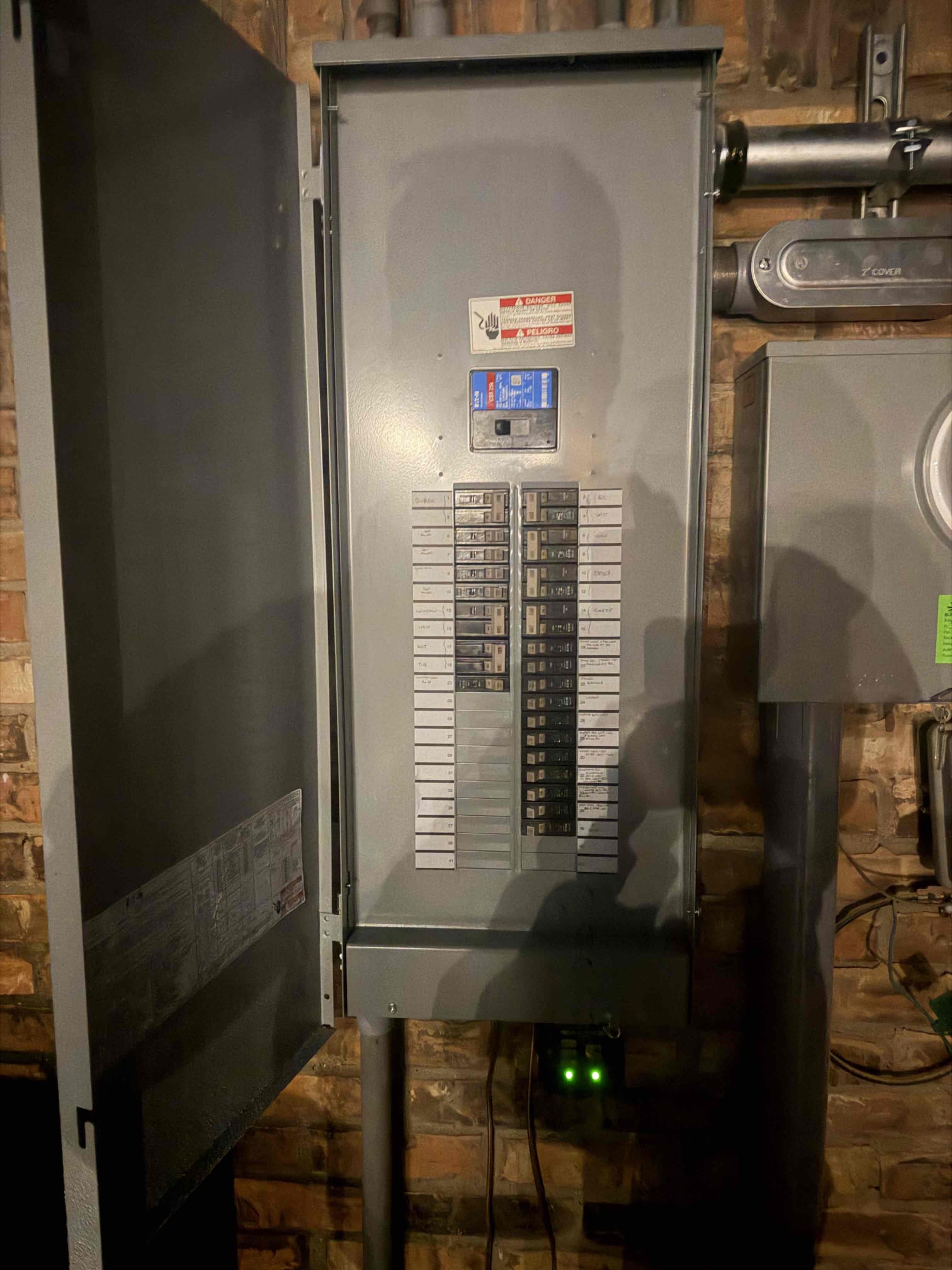 Customer called about over voltage at some outlets and under voltage at others. Arcing can be heard inside the meter base. 

Opened main electric panel check voltages. Found issue is intermittent. Home currently has original meter base with a Federal Pacific panel in the master bedroom closet as well as an older QO panel next to the meter. Feeder wires are double lugged inside the meter base and burning up.

1. Pull all city permits and inspection 
2. Replace burnt up meter base (lifetime warranty)
3. Relocate all circuits to outside next to meter and condense into 1 panel
4. Install weatherproof 200 amp main breaker next to meter (lifetime warranty)
5. Install grounding system
6. Install whole home surge protector - 108k amps protection (lifetime warranty)
7. Install GFCI protection for all required wet locations
8. Install customer supplied battery powered bluetooth interconnected smoke detectors in bedrooms and hallways (Free)

Marco@calltoptech.com
682-262-5759

Replaced and reloca