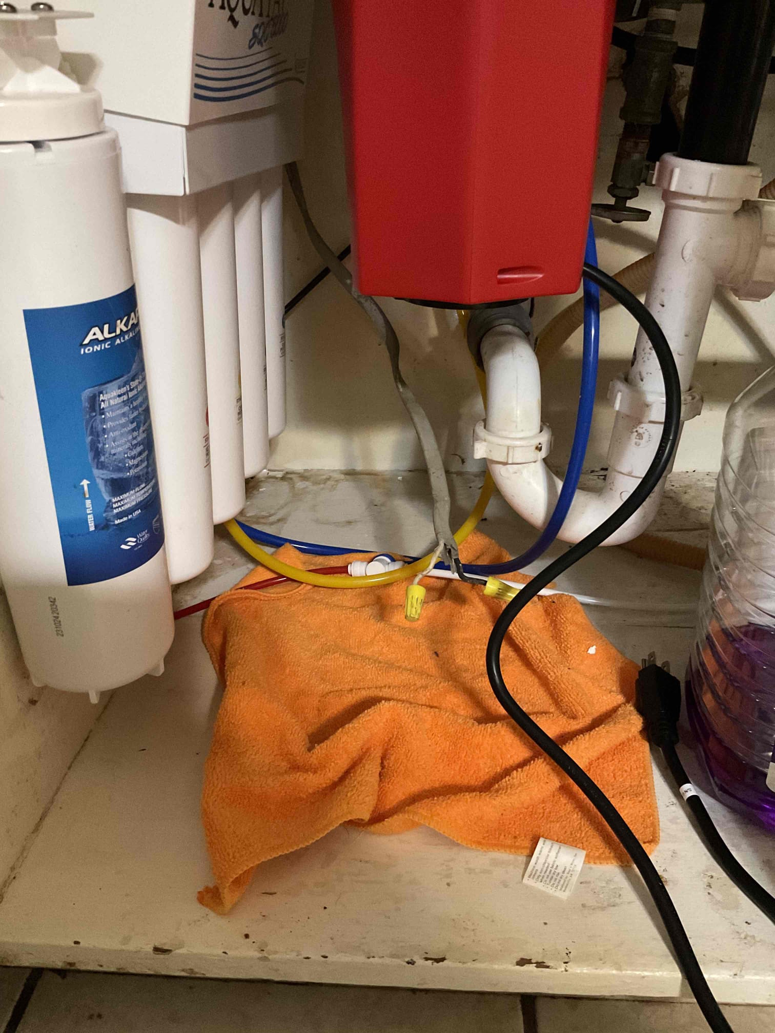 Customer called after having his disposal replaced and needed a junction box with GFCI outlet installed.

1. Install junction box under sink
2. Install GFCI outlet 