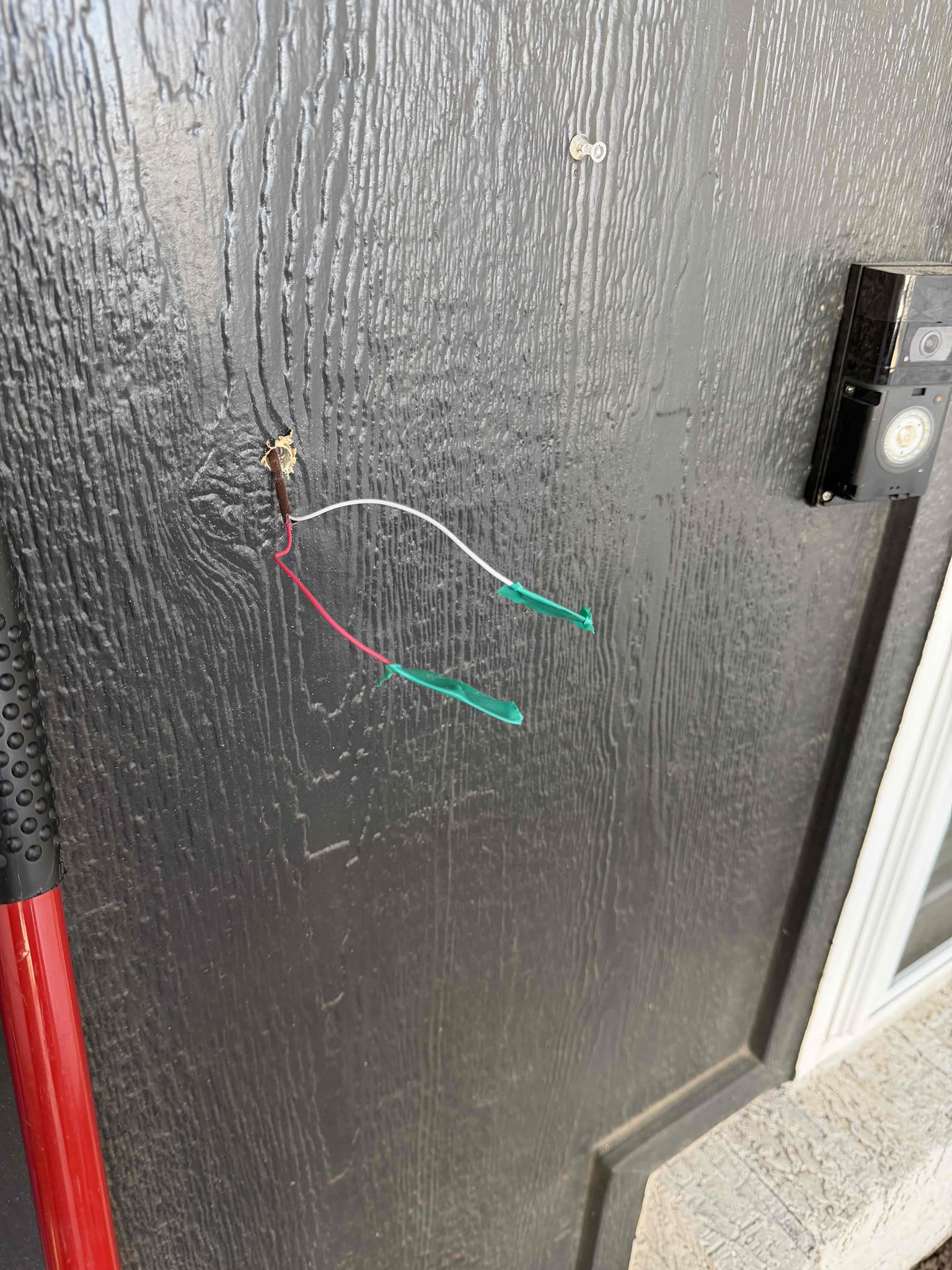 Customer called wanting to run power for a new video doorbell where there is currently no power

1. Run power from attic access outlet to front door
2. Install junction box down low for transformer 
3. Install 12 volt transformer 
4. Install low voltage wiring from transformer to video doorbell location and leave wiring ready for Vivint tech to install button (free)

Ran power from attic power outlet down to front door wall nd installed box with transformer to sit in and ran doorbell wiring to outside for future camera doorbell.  Had to cut strip at top of wall and installed Nail plates customer okay with it and is having someone out to do patchwork.