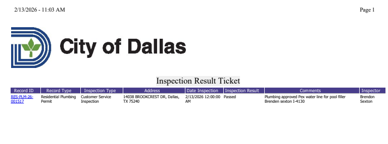 Home owner met inspector onsite and passed final.