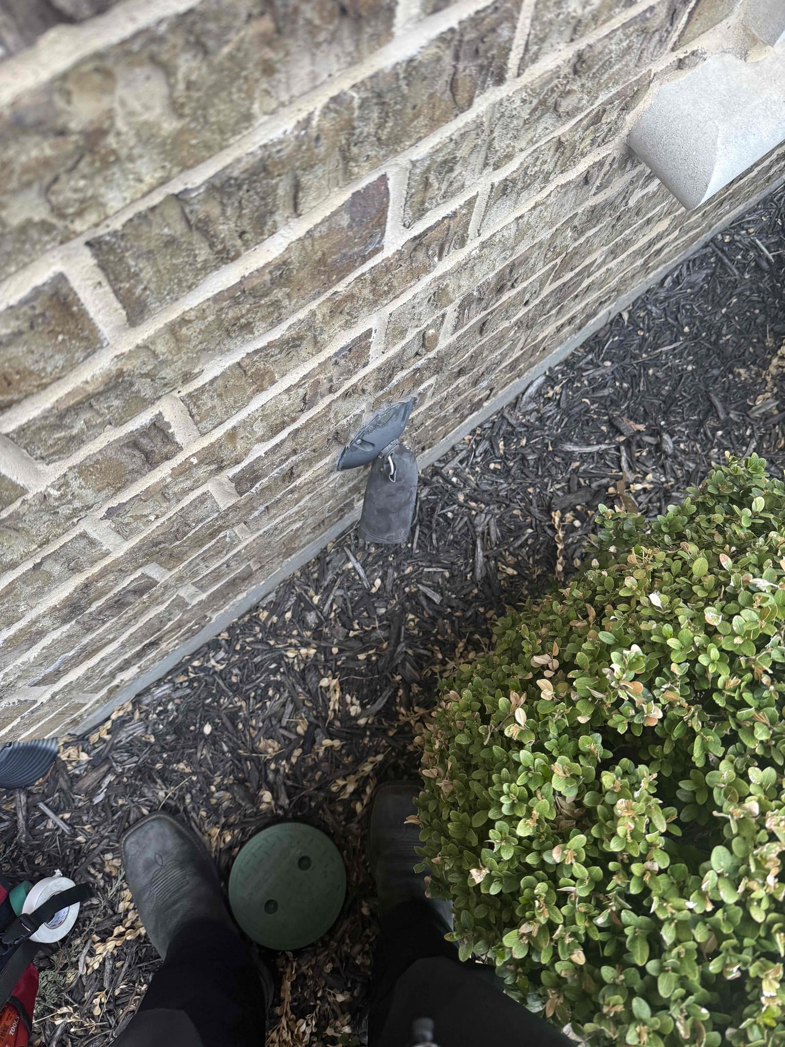 Took out 2 bad uplights and covered round knockout and cleaned connections. Siliconed covers and everything is safe and customer can now use lights. Everything is safe and working and 5 year warranty on the connectors/ wire nuts. Explained to customer when we come back out we will charge for the uplights. 