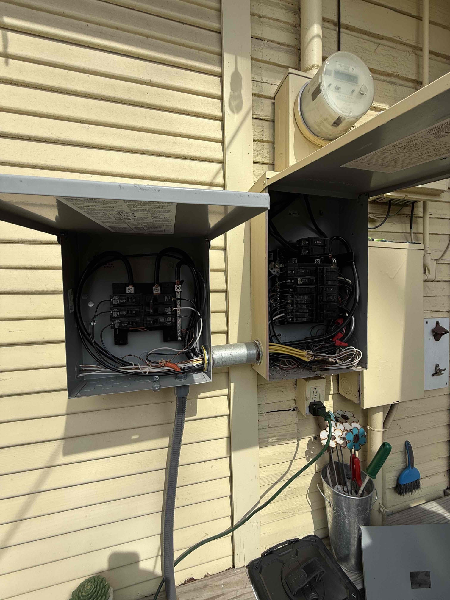 1. Run dedicated circuit for bidet 
2. Install 20 amp breaker with GFCI/AFCI protection 
3. Cut in handy box in bath

*minimum 5 year warranty on everything* 

Had to come back out to go over options with replacing electrical panel. 

Ran dedicated 20 amp circuit from sub panel to new toilet location and installed gfci for bidet circuit 