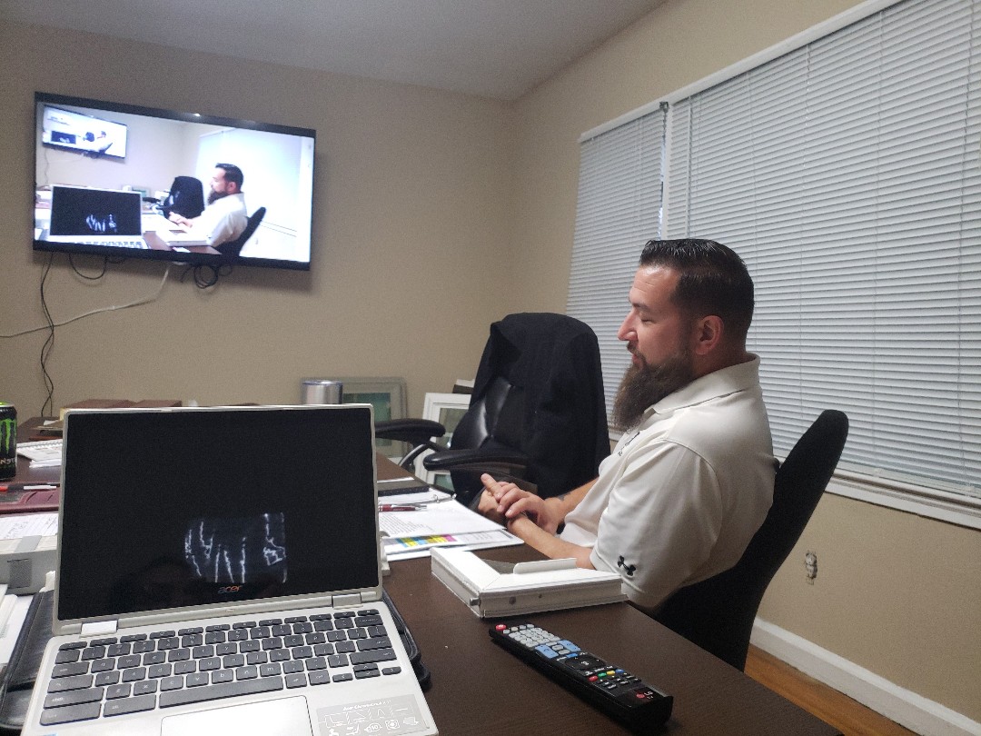 Doing training at the office Doing training at the office