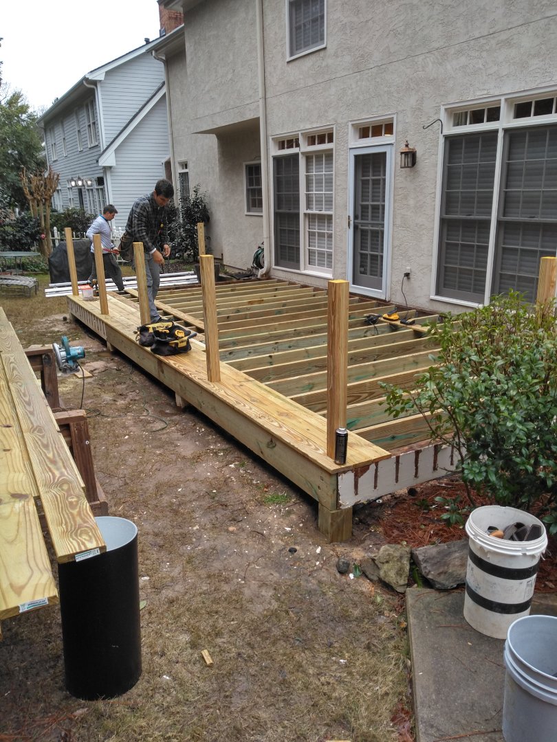 Resurfacing wood deck and new handrails Resurfacing wood deck and new handrails