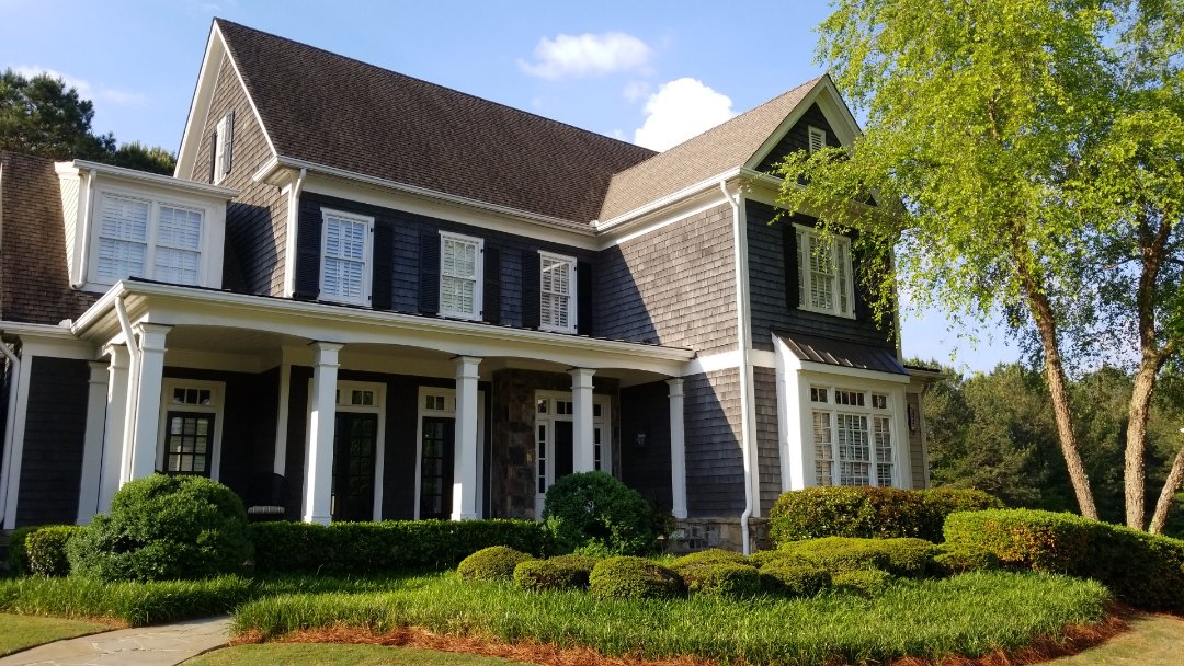 Johns Creek, GA - About to install Hardieshingles on this beautiful home. Johns Creek, GA - About to install Hardieshingles on this beautiful home.