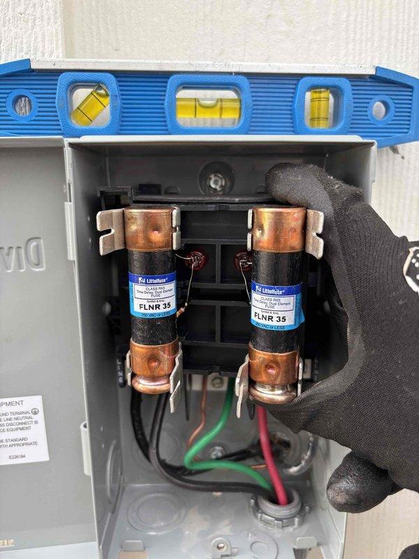 Completed full air conditioning system installation including Lennox EL18KCV-036 condensing unit and CK40CT-36B-71 evaporator coil. Installed RDS communicating board 27A03 to enable system communication and integrated new Ecobee thermostat to replace existing Nest unit. Flushed and reused existing lineset, installed 16x25x5 MERV 11 filter, and completed all necessary sheet metal modifications. Positioned condensing unit on existing concrete pad, installed FLNR 35 amp fuses in outdoor disconnect box, and verified level installation of all equipment. Protected work areas with drop cloths throughout installation, completed electrical connections, charged system to manufacturer specifications, and tested all components for proper operation and communication.