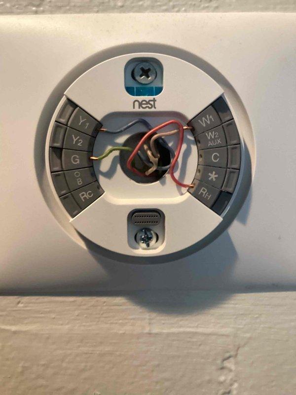 Responded to no-power condition at Nest thermostat preventing air conditioning operation. Diagnosed and repaired wiring issue at furnace to restore continuous power supply to thermostat and HVAC system. Performed system testing to verify proper operation of cooling equipment and thermostat communication, resolving the no-power condition and restoring full AC functionality.