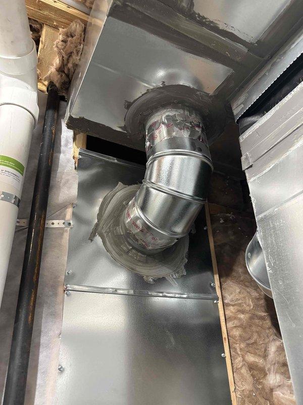 Completed tech lead assessment on 6-year-old residential HVAC system experiencing inadequate cooling and recurring freezing issues due to evaporator coil restriction. Evaluated existing system configuration including backyard condenser unit and basement furnace installation, documented ductwork layout and airflow pathways throughout multi-level structure. Recommended system replacement with properly sized equipment to address chronic performance issues and ensure adequate cooling capacity for the home.