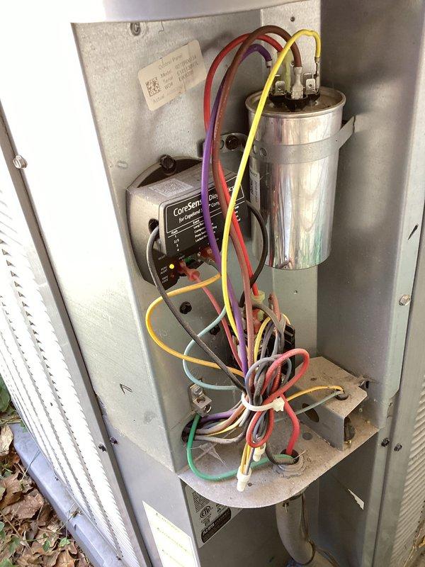 Completed annual preventive maintenance on 6-year-old Daikin outdoor condensing unit as part of Green Shield Cooling Maintenance membership program. Performed comprehensive system inspection including electrical connections, capacitor testing, and CoreSense monitoring device verification. All components operating within normal parameters with no issues reported by member at time of service.
