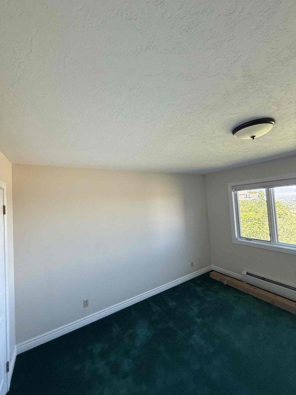 Completed on-site estimate for new central HVAC system installation at residential property. Assessed interior spaces, documented existing electrical panel with labeled circuit breakers, and evaluated rooms with baseboard heating for conversion to forced-air system. Photographed electrical infrastructure to determine capacity for new HVAC equipment and documented interior conditions including carpeted rooms, ceiling types, and window placements to calculate proper system sizing and ductwork requirements.