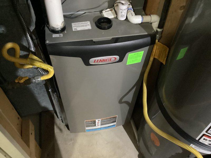 Completed Gold Cooling Maintenance on single-system residential HVAC installation. Performed comprehensive maintenance on Lennox furnace located in basement and outdoor AC unit in backyard, both with easy access. Inspected air handler cabinet, verified condensate drain lines and PVC venting connections, checked electrical connections and safety controls, cleaned components as needed, and confirmed proper system operation.