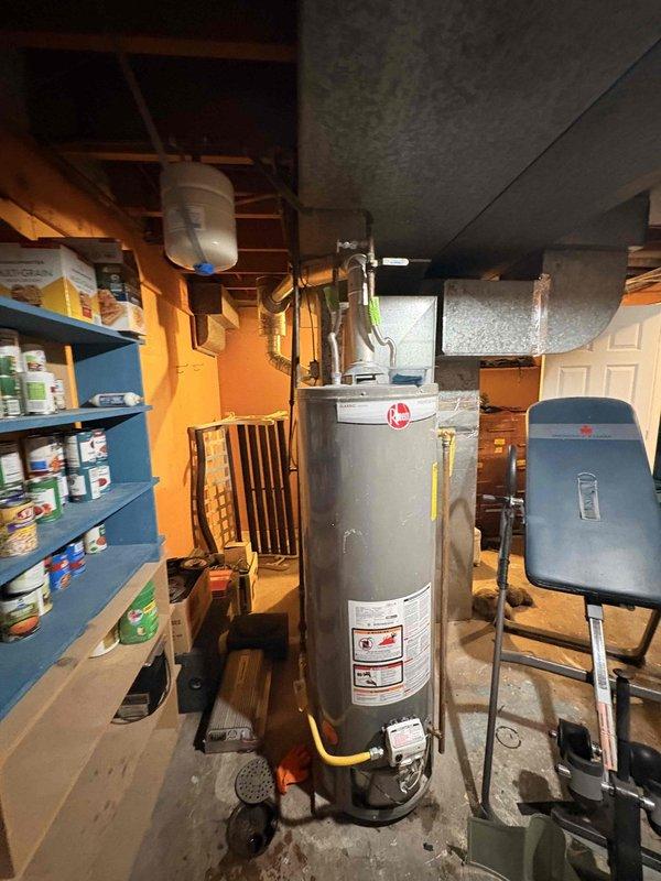 Responded to no hot water complaint on gas water heater aged 6+ years. Upon inspection, verified system pressure at approximately 120 PSI and assessed overall unit condition including gas line connections, copper supply piping, and venting configuration. Diagnosed issue and restored hot water functionality to residence.