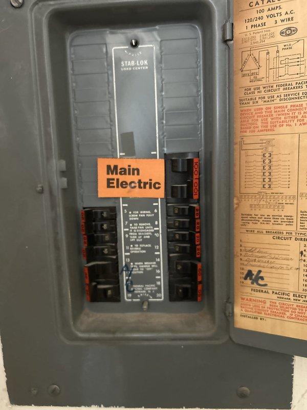 Responded to reported non-functioning electrical outlet serving gas fireplace in basement. Upon arrival, inspected Federal Pacific Electric Stab-Lok load center and traced circuit serving affected outlet. Identified tripped or faulty breaker within the 100-amp, 120/240-volt single-phase panel. Reset breaker, verified proper operation of basement fireplace outlet, and confirmed restoration of power to fixture. Advised customer of older Federal Pacific Electric panel condition for future reference.