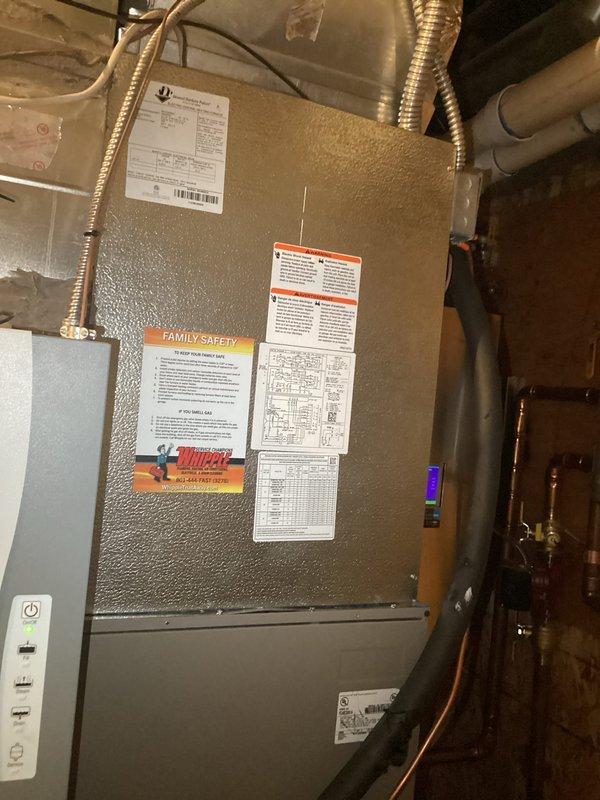 Responded to service call for inefficient air conditioning system on a residential property with two AC units and two furnaces, with one AC unit not operating properly. Upon inspection, diagnosed a failed compressor on a 20-year-old air conditioning system. Evaluated the attic-mounted air handler unit and associated components, noting the age and condition of the equipment. Provided estimate options including full system replacement and compressor replacement only, explaining the scope of work required for each repair approach given the advanced age of the existing equipment and the extent of the compressor failure.