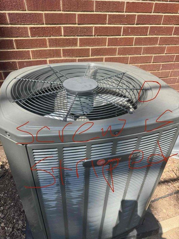 Responded to service call for 4-year-old Trane air conditioning unit experiencing intermittent rattling noises. Removed fan assembly and cleaned out accumulated leaves and debris from condenser unit as requested. Inspected fan blade for contact with housing and verified proper clearance after cleaning and reassembly.
