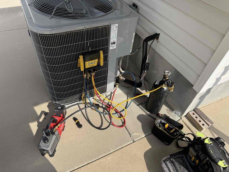 Responded to call for additional refrigerant needed on residential air conditioning system. Upon arrival, performed comprehensive system diagnostics and discovered unit was significantly overcharged with refrigerant, likely from previous service work performed without proper system analysis. Conducted pressure and temperature readings using manifold gauges and digital testing equipment to confirm overcharge condition.

Further investigation revealed TXV valve was clogged and system had been improperly serviced previously with no filter dryer installed during prior repairs. Determined there was no refrigerant leak present; system issues were solely due to overcharge condition and contaminated metering device from lack of proper filtration.

Recovered excess refrigerant from system using recovery equipment to bring charge to manufacturer specifications. Replaced clogged thermostatic expansion valve with new TXV to restore proper metering function. Installed new filter dryer in liquid lin