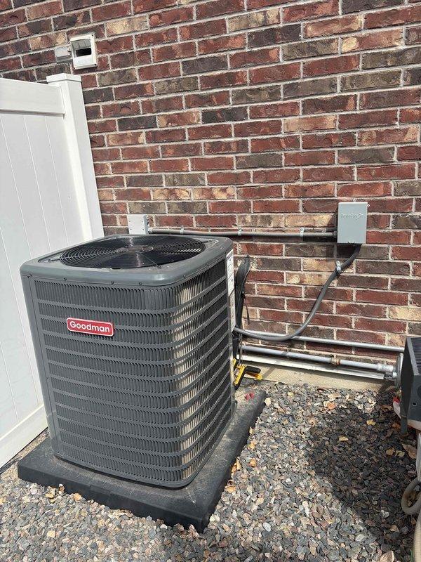 Completed membership-included air conditioning tune-up on residential Goodman outdoor condensing unit. Performed comprehensive system inspection including refrigerant line assessment, electrical disconnect verification, and condenser coil evaluation. All components operating within manufacturer specifications with no deficiencies noted at time of service.