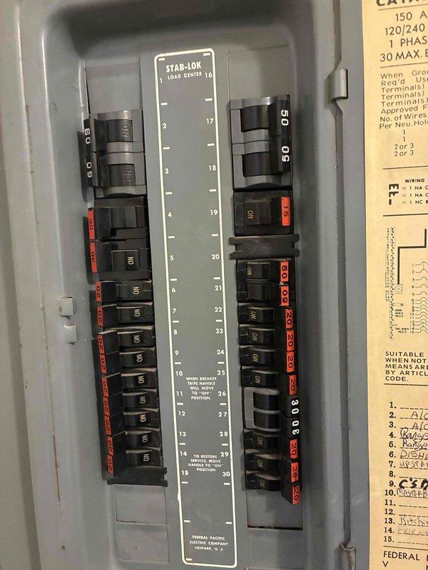 Completed comprehensive electrical maintenance inspection at residential property. Performed outlet testing using Klein Tools digital receptacle tester, verifying proper wiring configuration and grounding on accessible outlets throughout the home. Inspected main electrical panel, a vintage Federal Pacific Stab-Lok 150-amp, 120/240V, single-phase load center with 30-circuit capacity. Documented panel condition, circuit breaker configuration, and identified multiple circuits with existing red labels. All testing procedures confirmed correct electrical function at time of inspection.