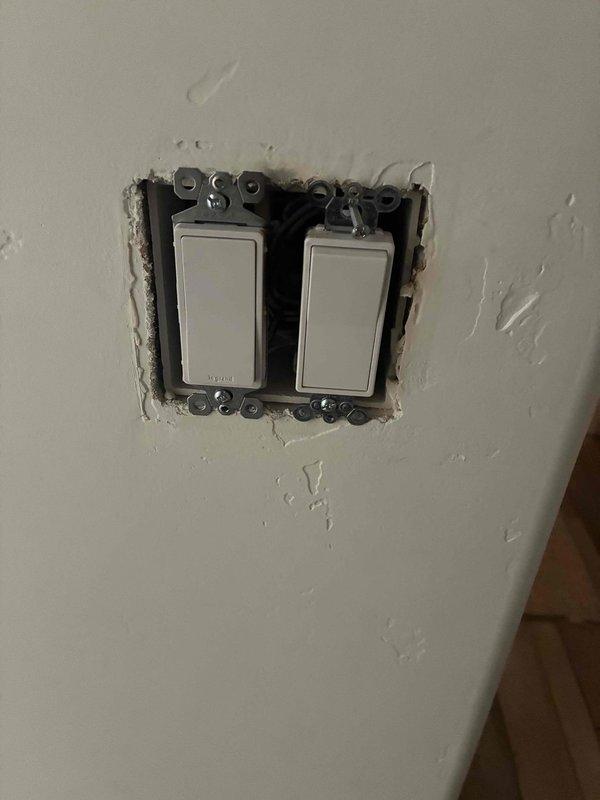 Responded to a partial power outage affecting a single room. Diagnosed and repaired faulty electrical outlet with compromised wiring connections, reconnected and secured all conductors to proper terminals with appropriate grounding. Replaced defective double rocker switch assembly in affected circuit, installed new device in existing electrical box, and restored full power to the room.