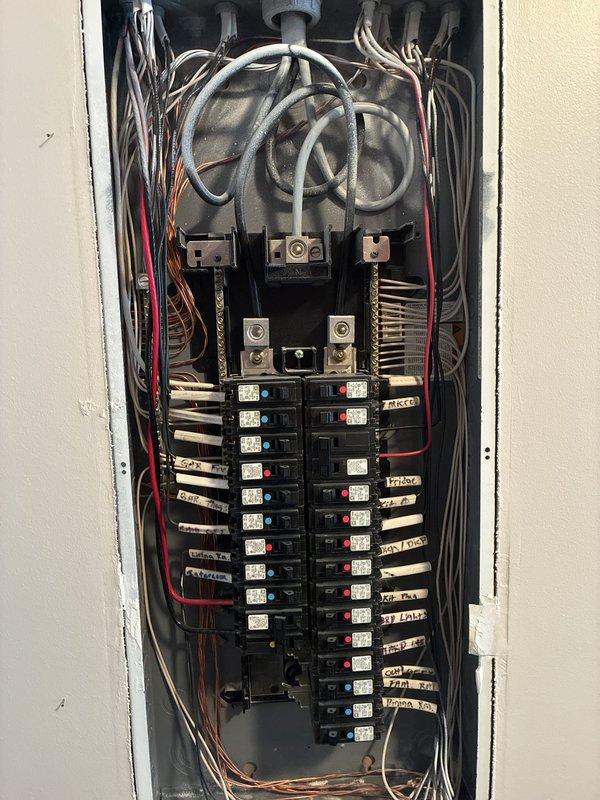 Performed comprehensive Green Shield electrical inspection of residential service panel. Thoroughly examined main circuit breaker panel, verifying proper operation of all breakers, checking wire connections and terminations, inspecting labeling system, and assessing overall panel condition and safety compliance.